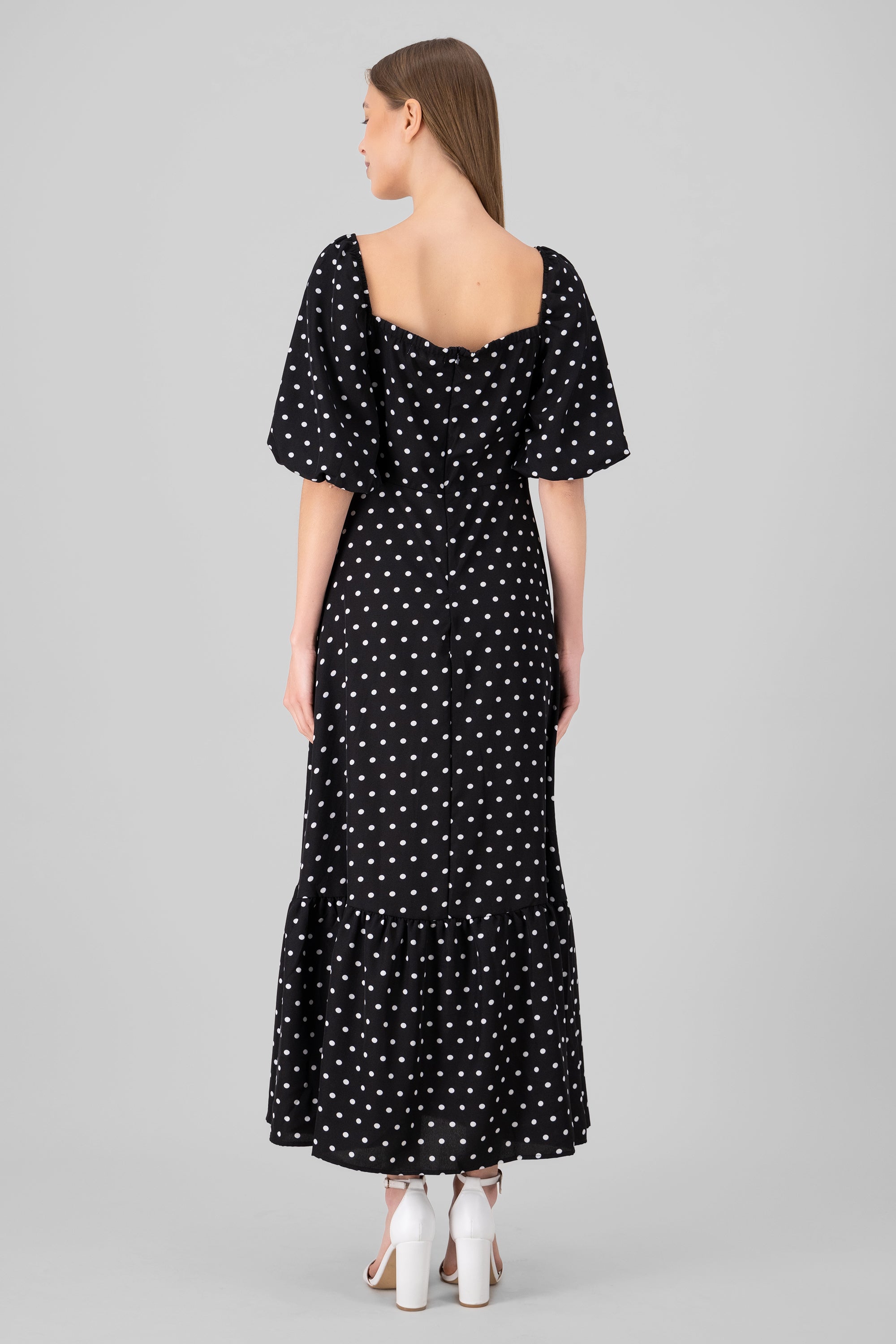 Maxi vestido polkas NEGRO COMBO