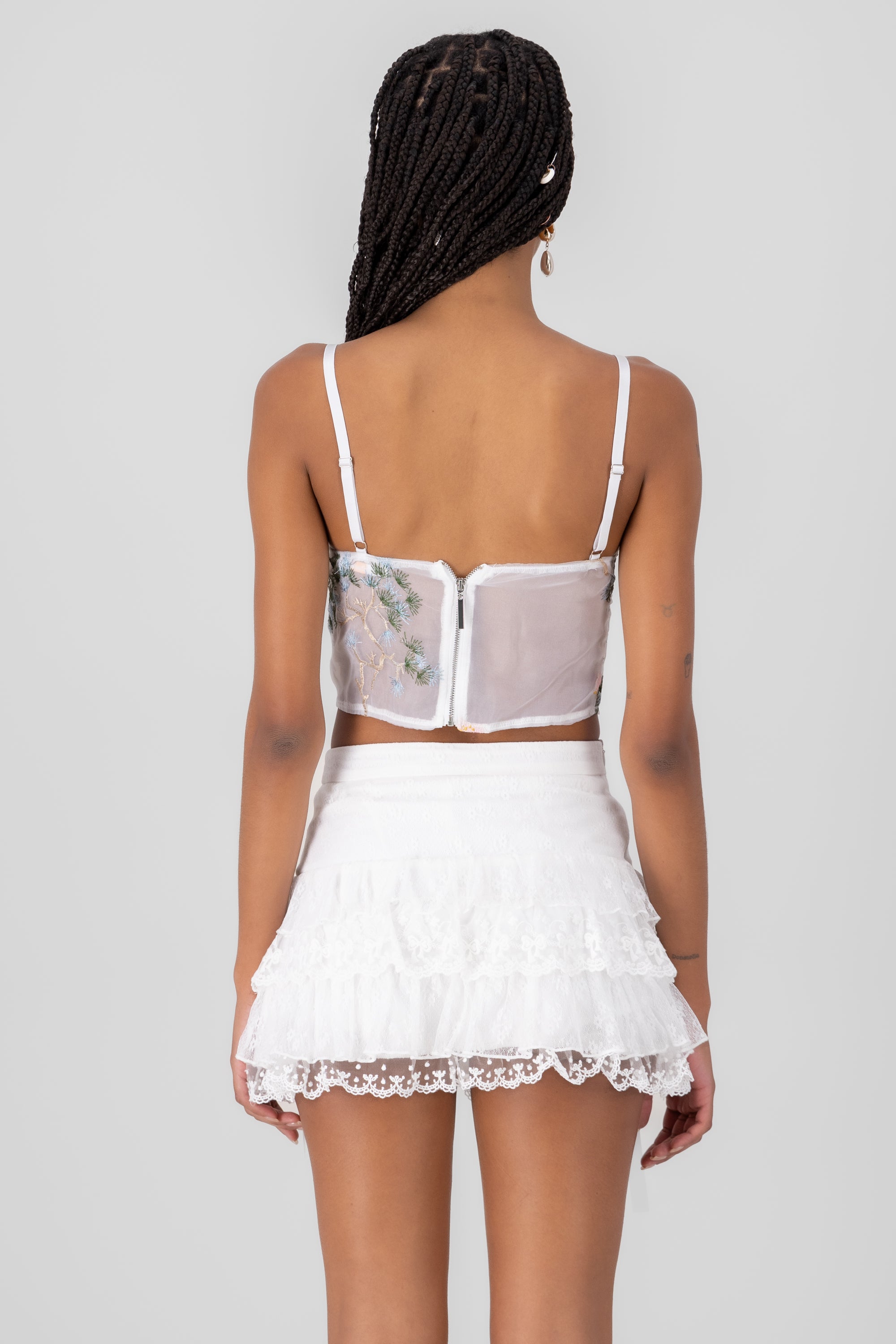 Corset mesh flores BLANCO COMBO