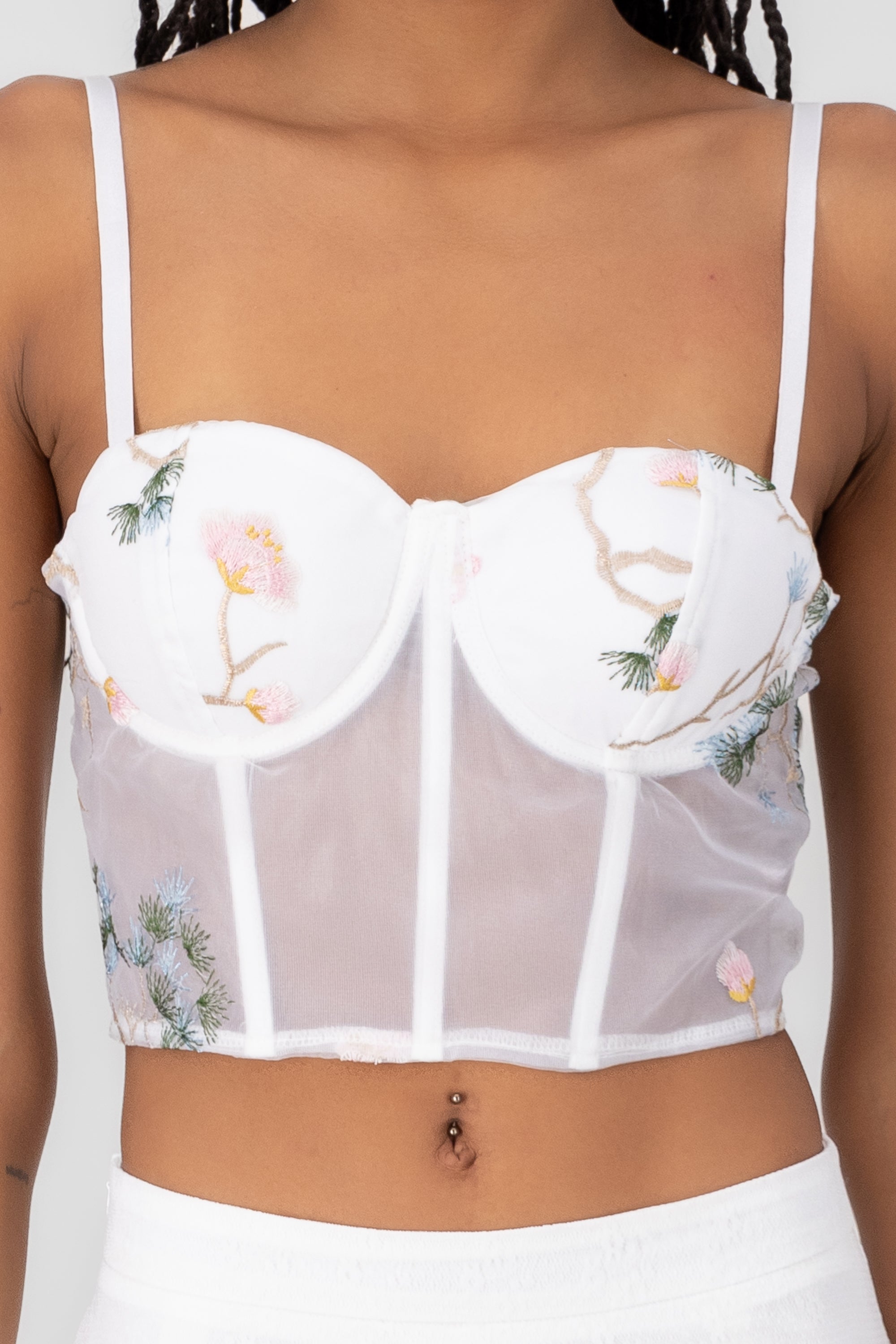 Corset mesh flores BLANCO COMBO