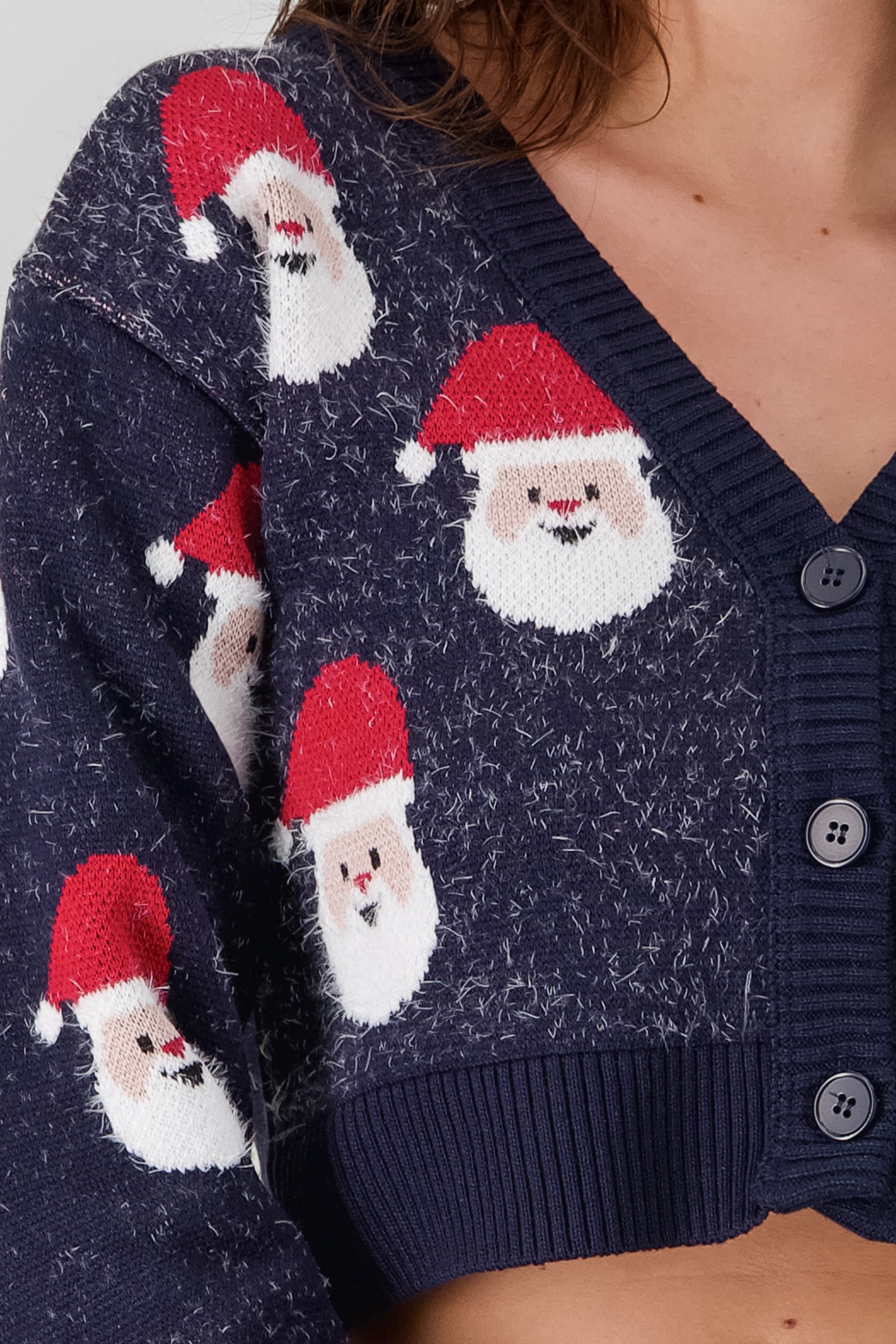 Cardigan navideño caras santas MARINO COMBO