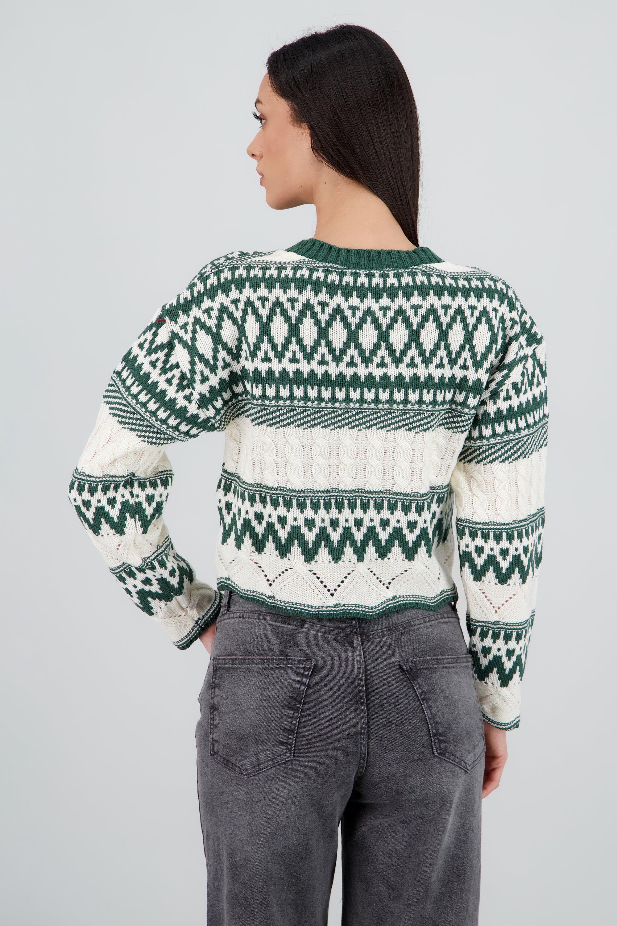 Sueter grecas navidad textura VERDE COMBO