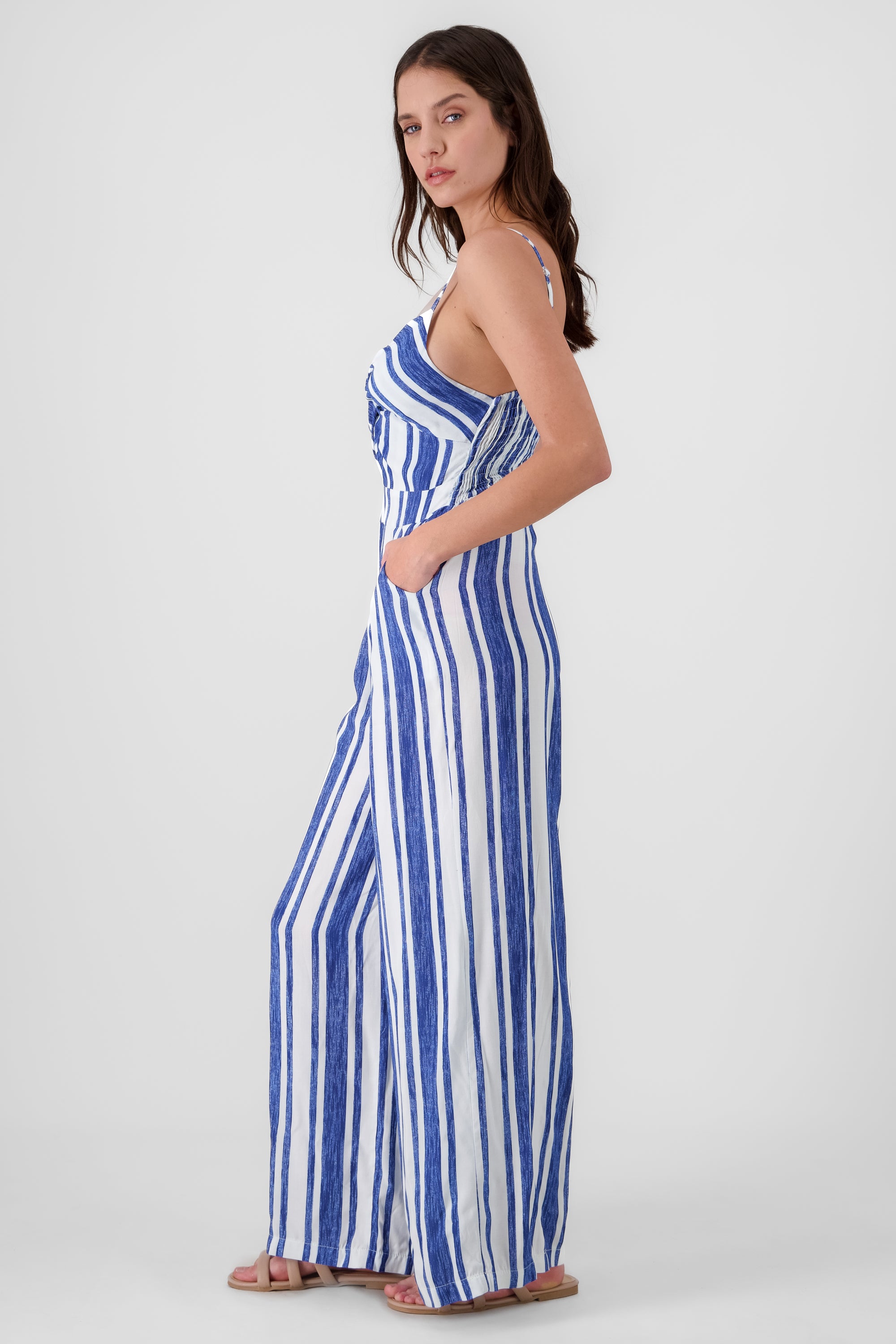 Jumpsuit rayas detalla escote AZUL COMBO