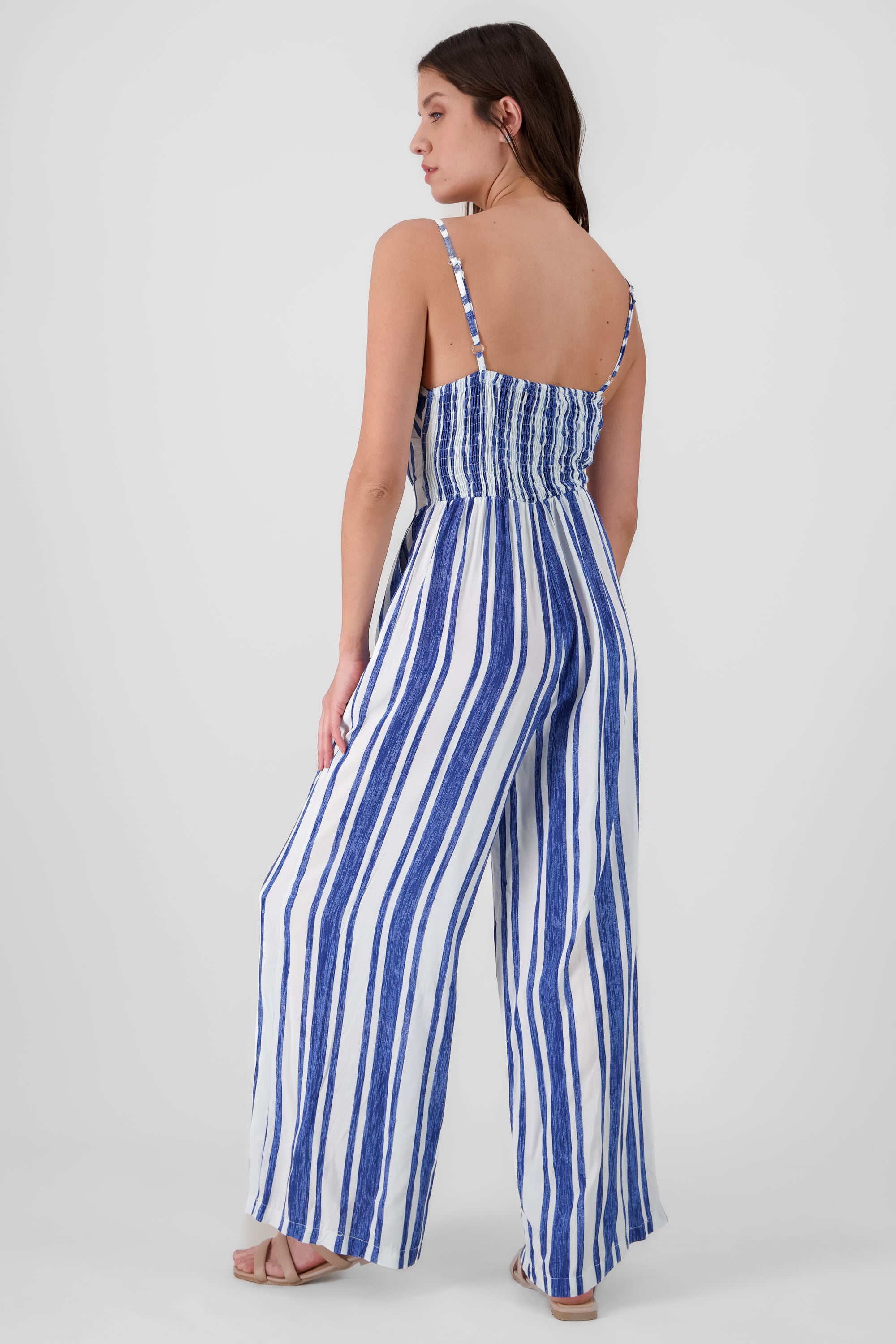 Jumpsuit rayas detalla escote AZUL COMBO