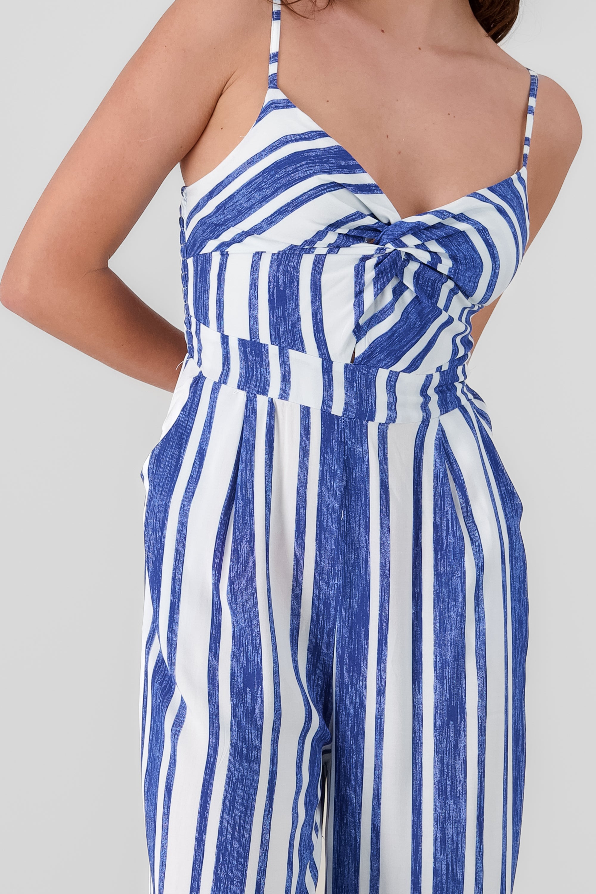 Jumpsuit rayas detalla escote AZUL COMBO