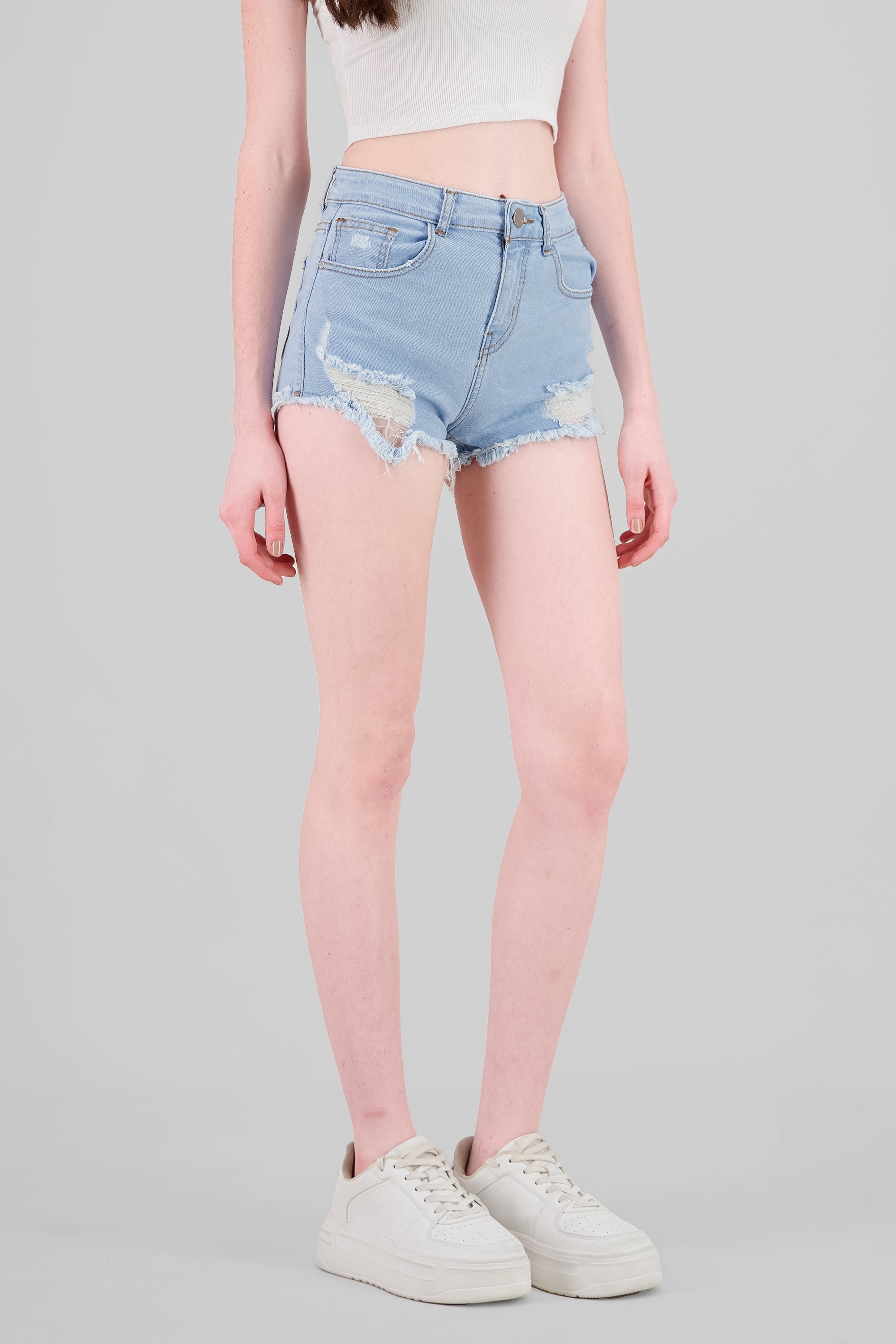 Mini short con destrucciones BLEACHED