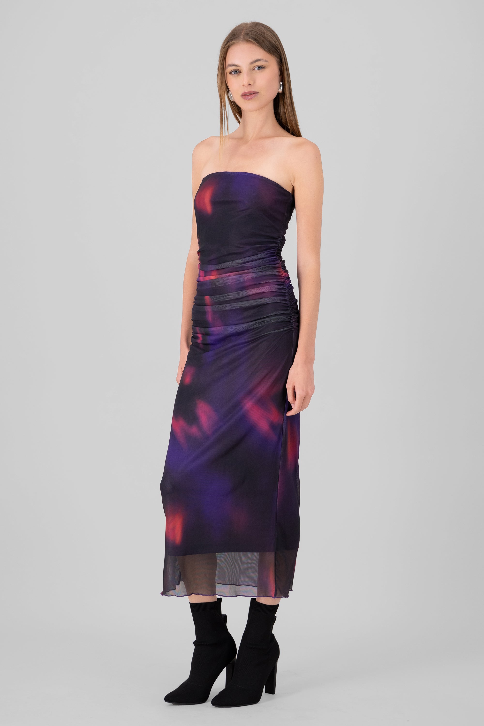 Vestido maxi mesh MORADO COMBO