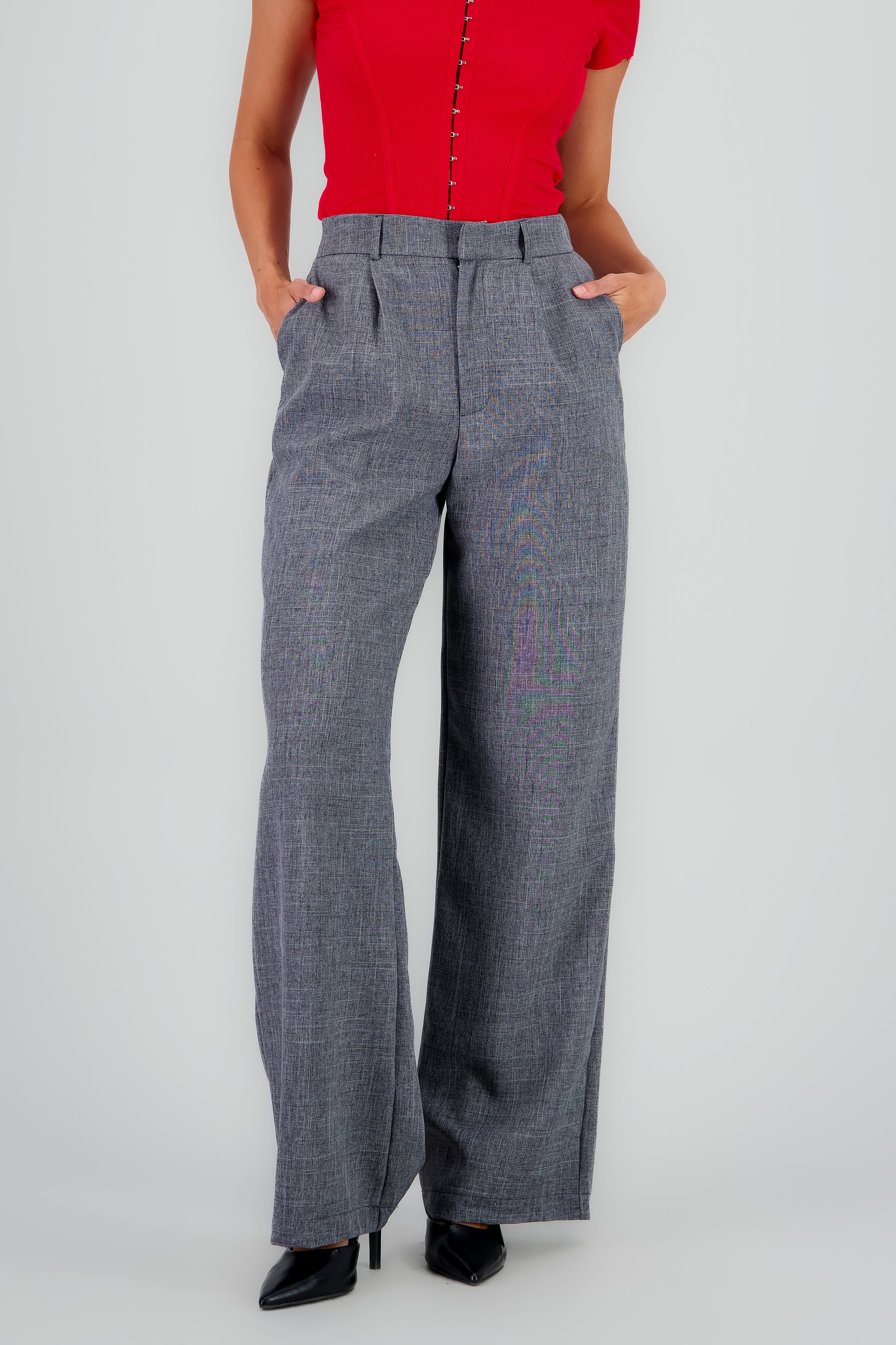 Pantalon pinzas amplio GRIS