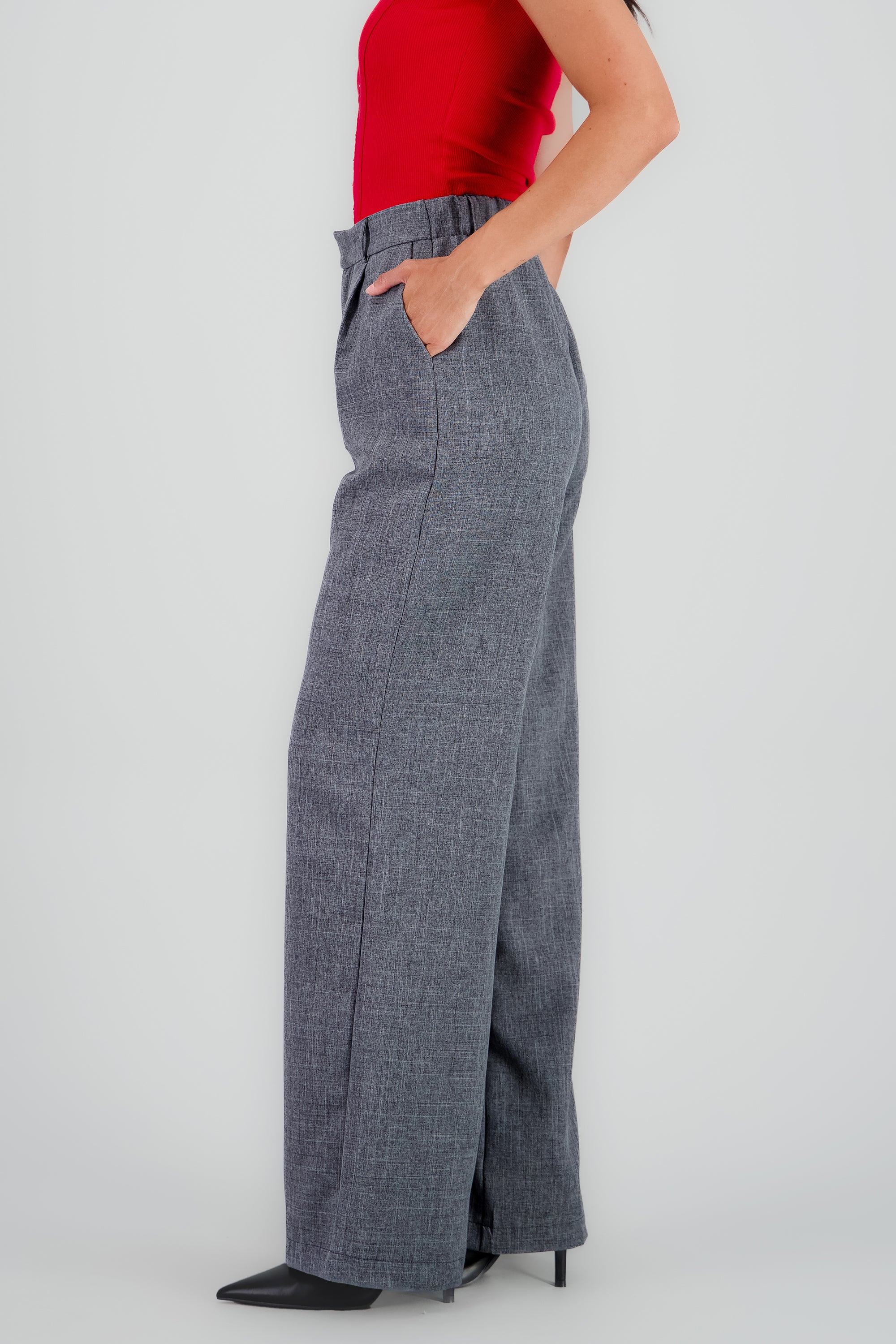 Pantalon pinzas amplio GRIS