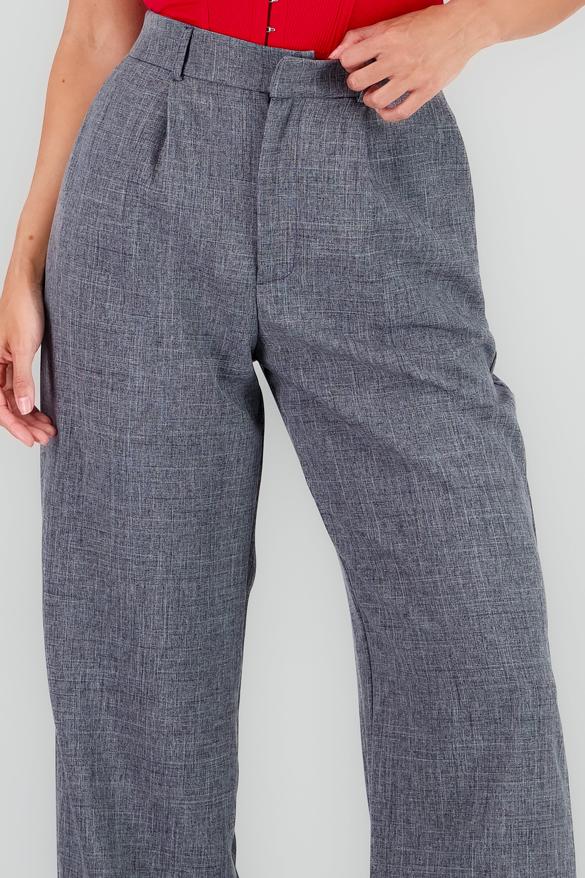 Pantalon pinzas amplio GRIS