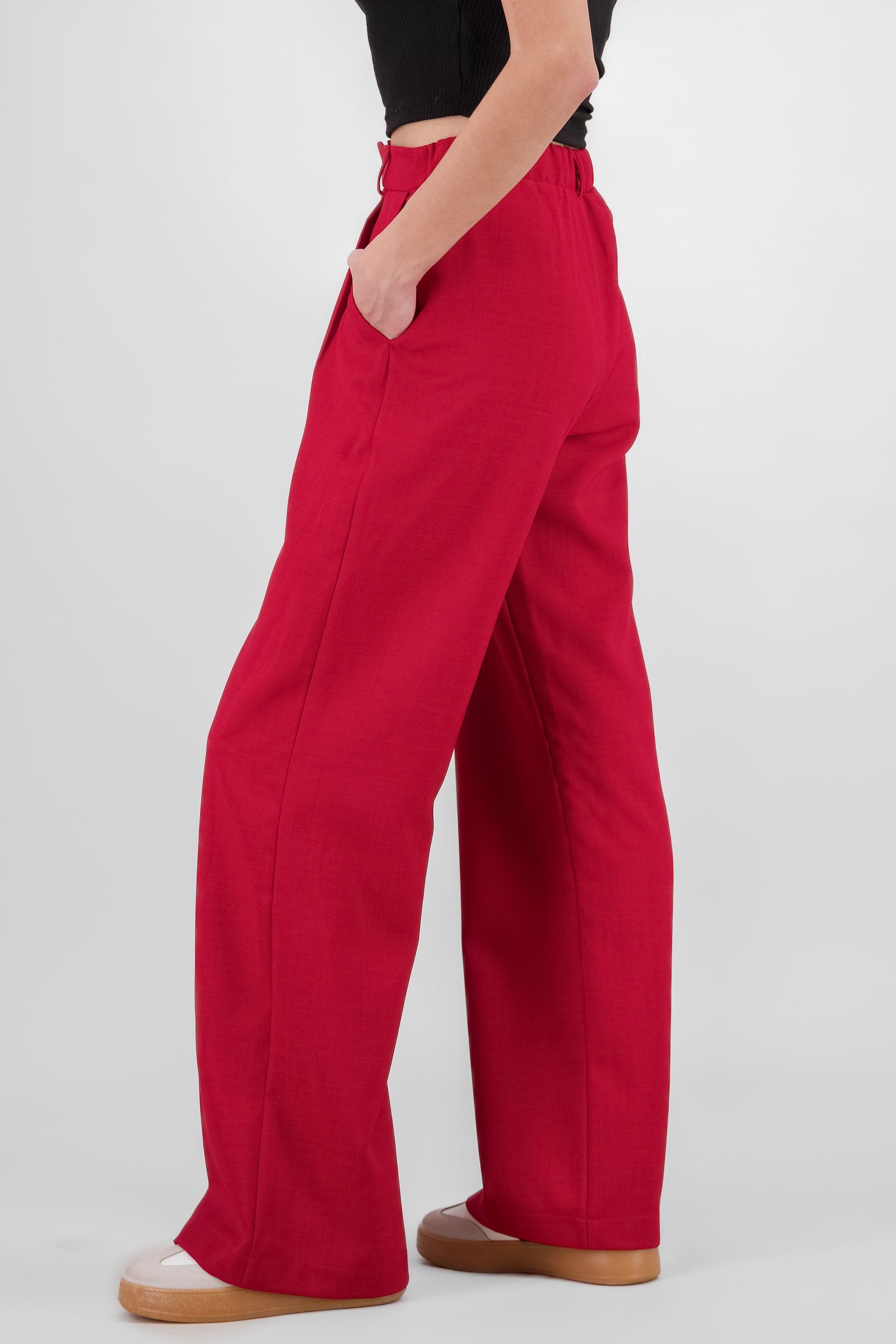 Pantalon pinzas amplio ROJO