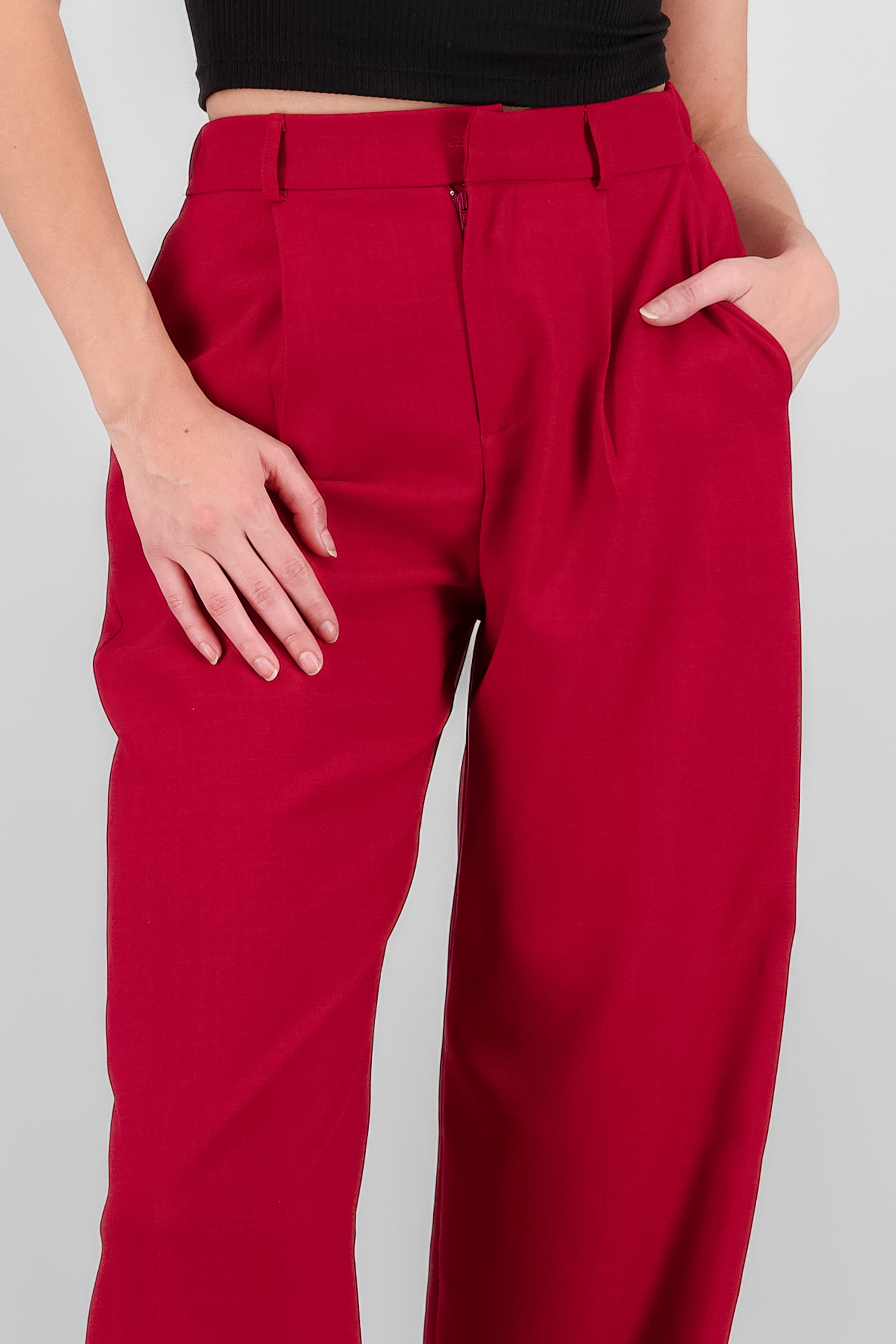 Pantalon pinzas amplio ROJO