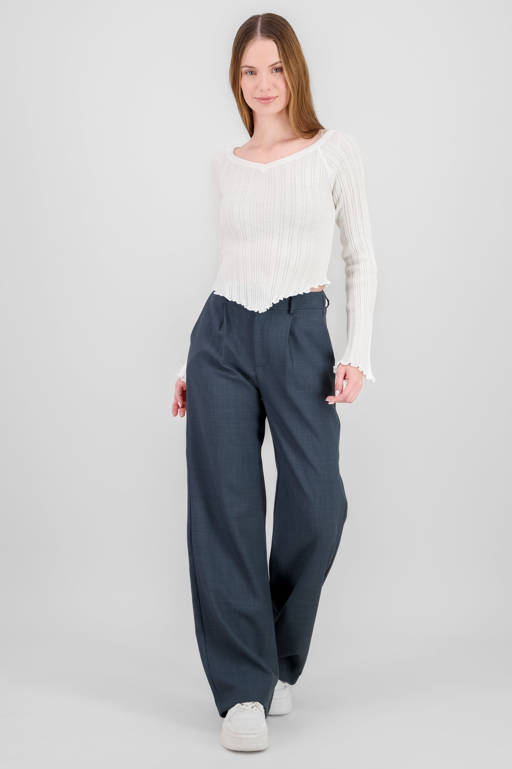 Pantalon pinzas amplio GRIS OBSCURO