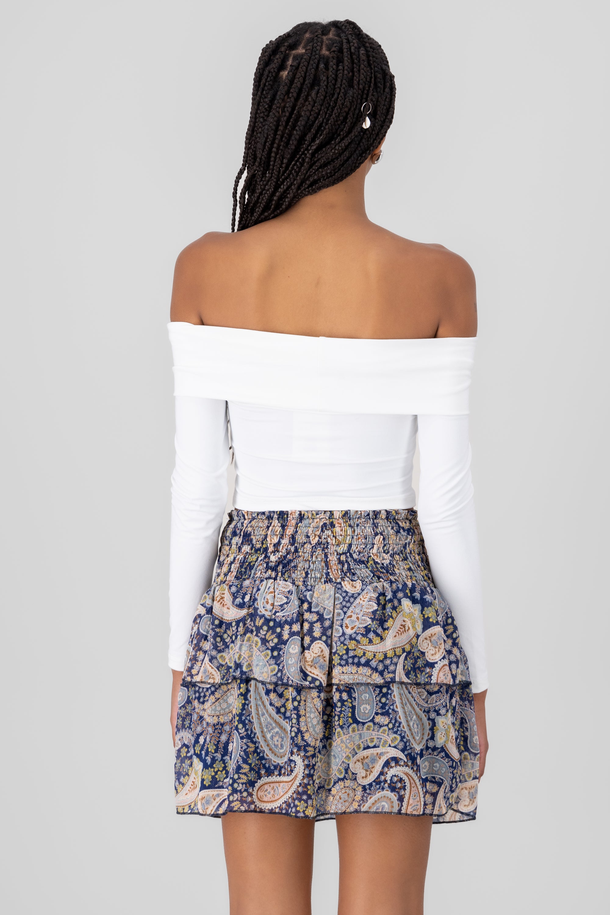 Top liso mangas off shoulder BLANCO