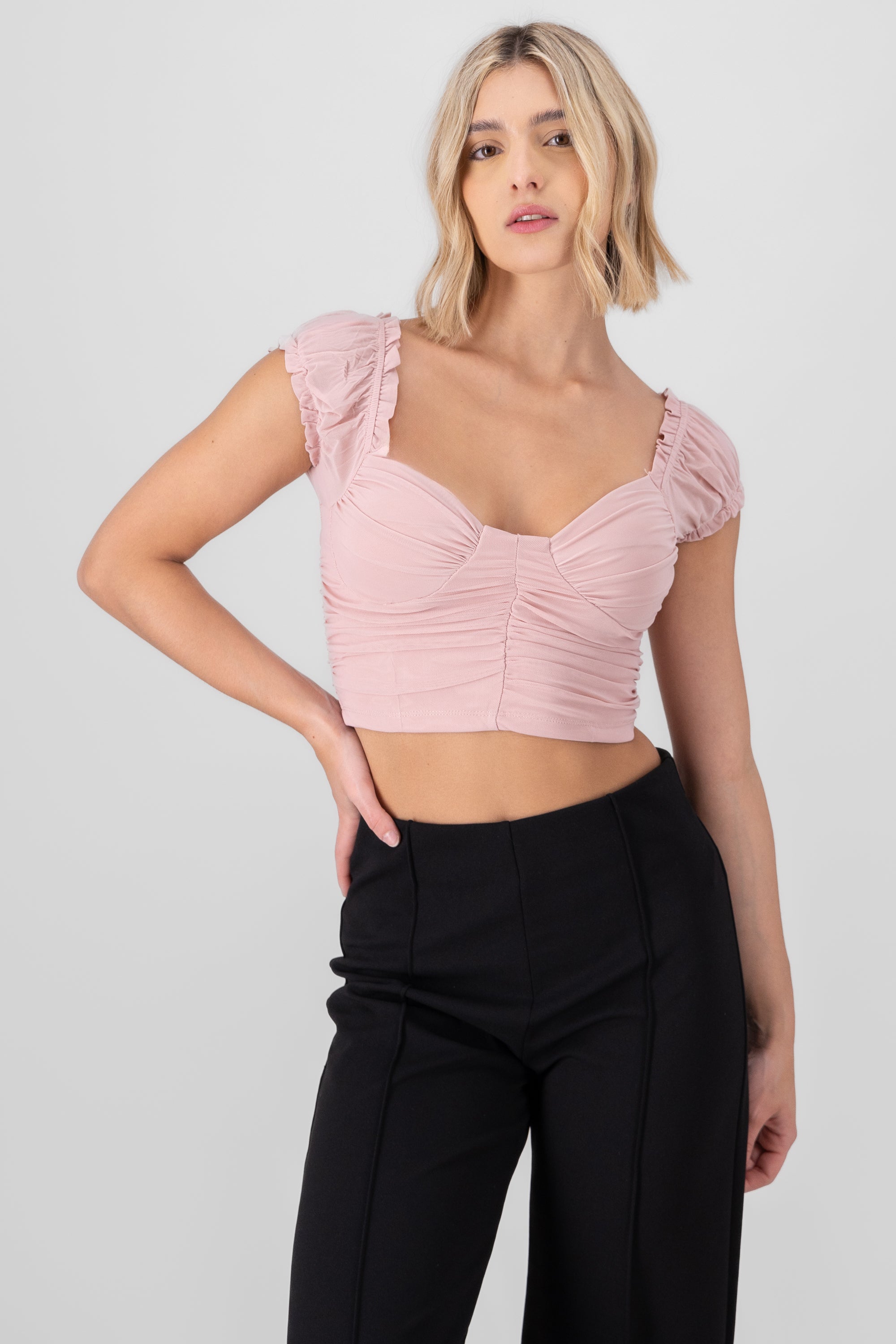 Blusa detalle plisado copas MALVA