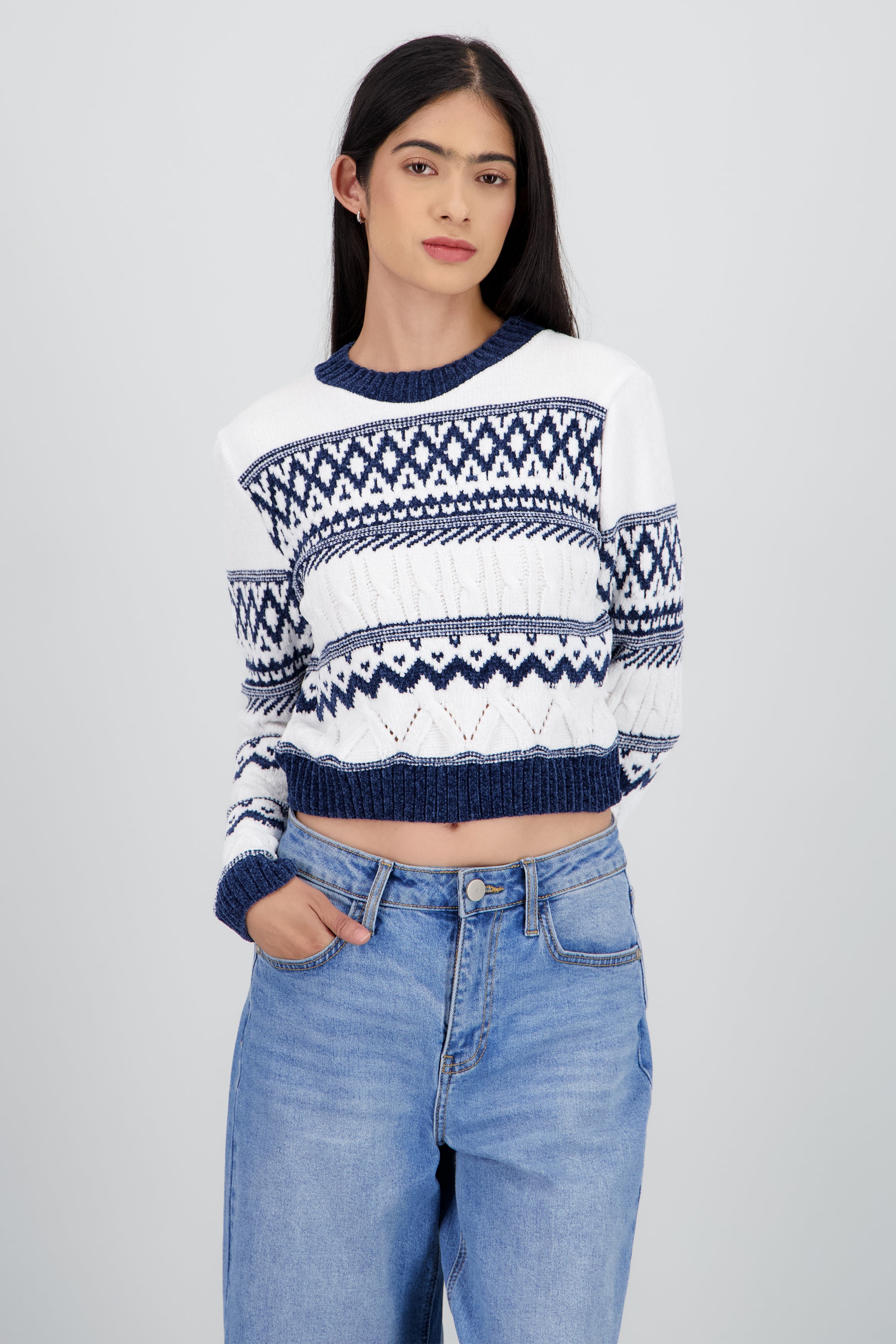 Sueter navideño suave grecas MARINO COMBO