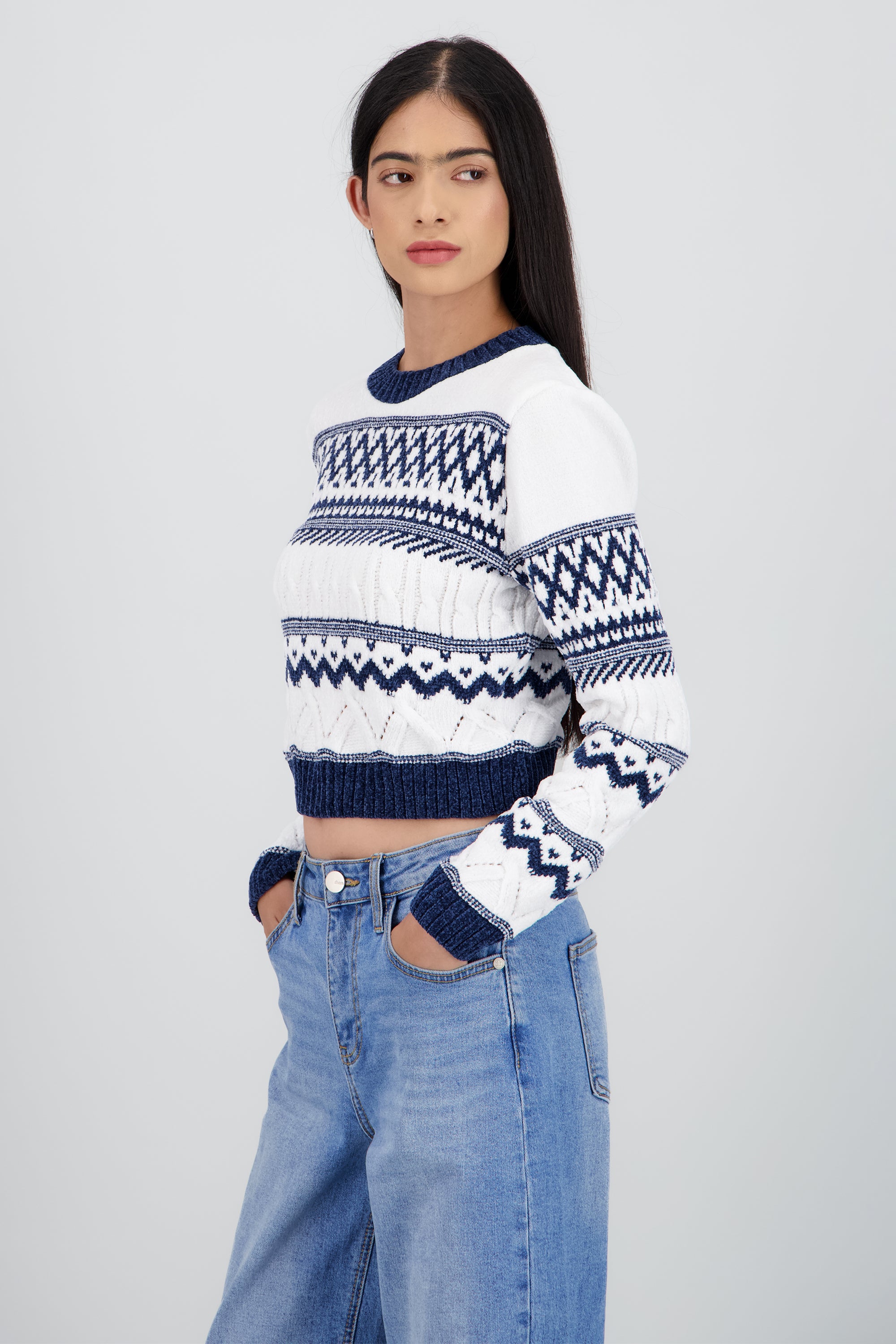 Sueter navideño suave grecas MARINO COMBO