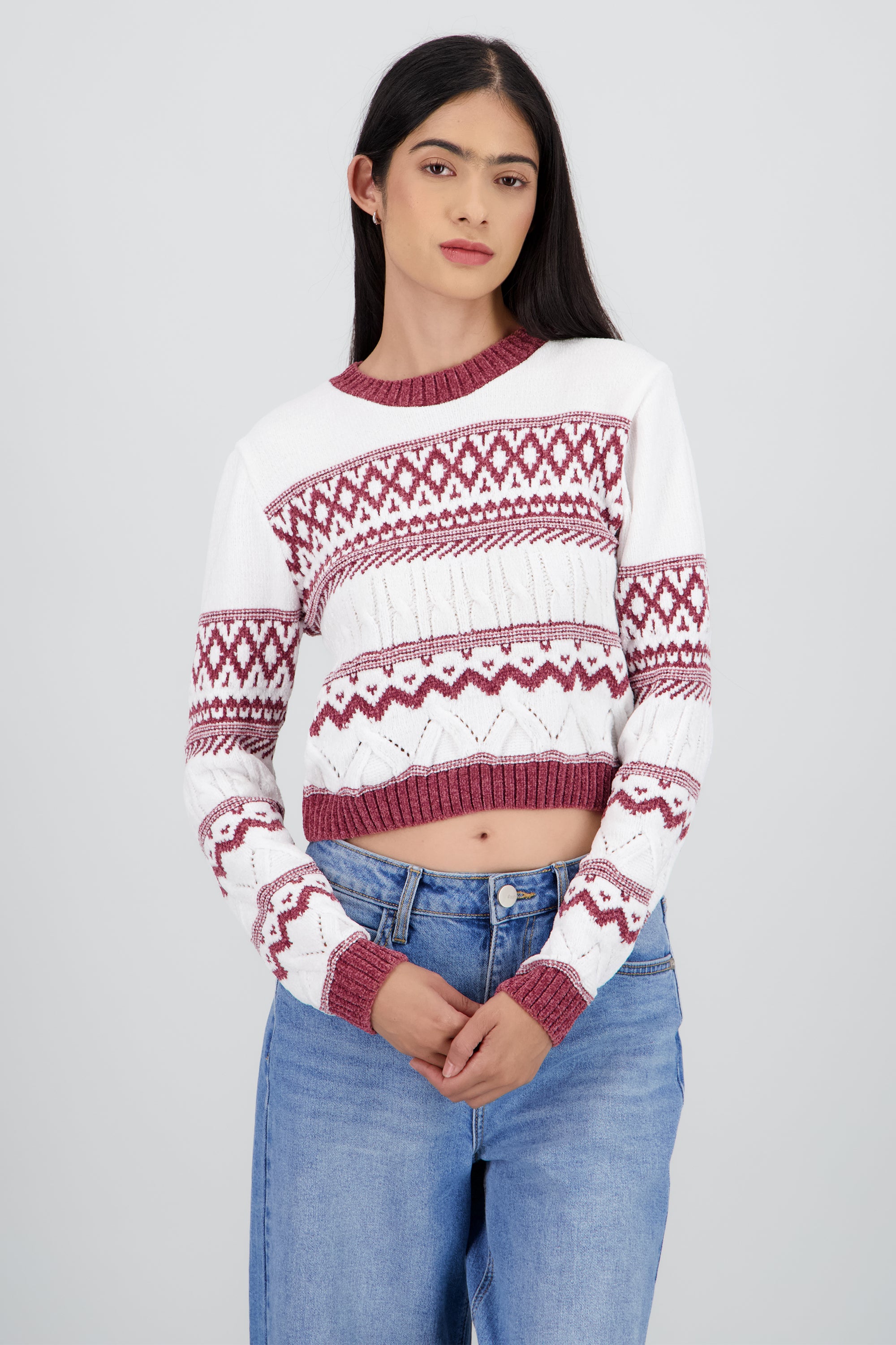 Sueter navideño suave grecas VINO COMBO