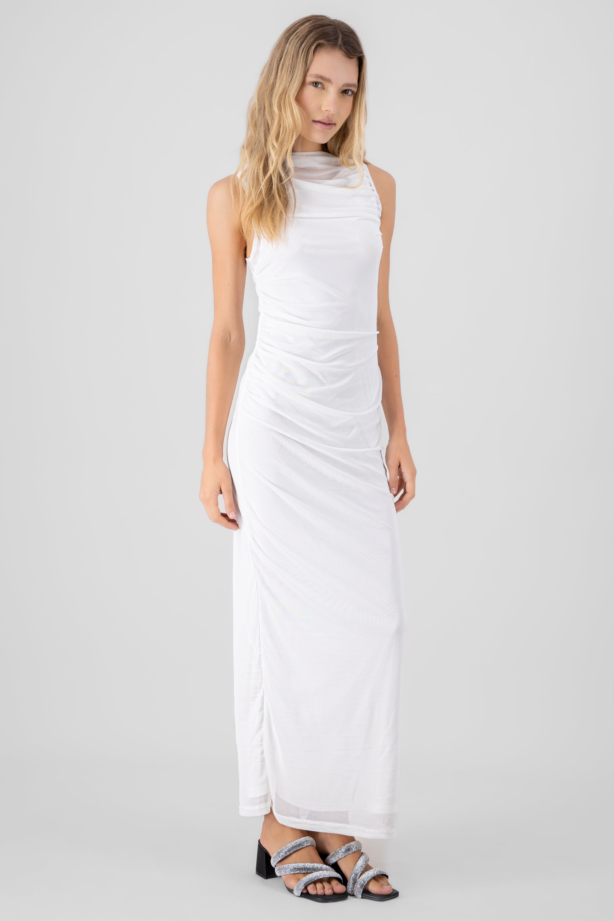 Vestido de mesh maxi BLANCO