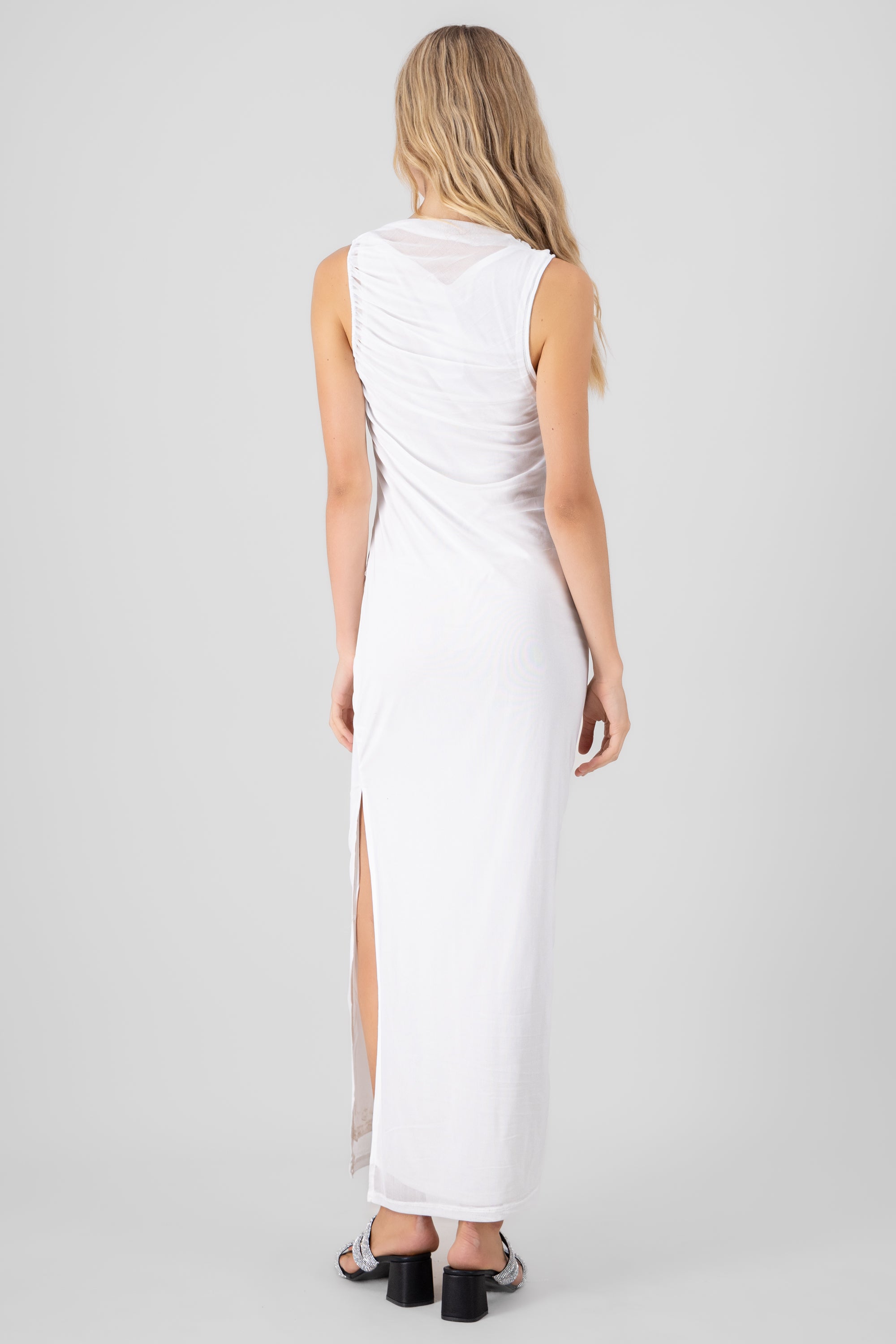 Vestido de mesh maxi BLANCO