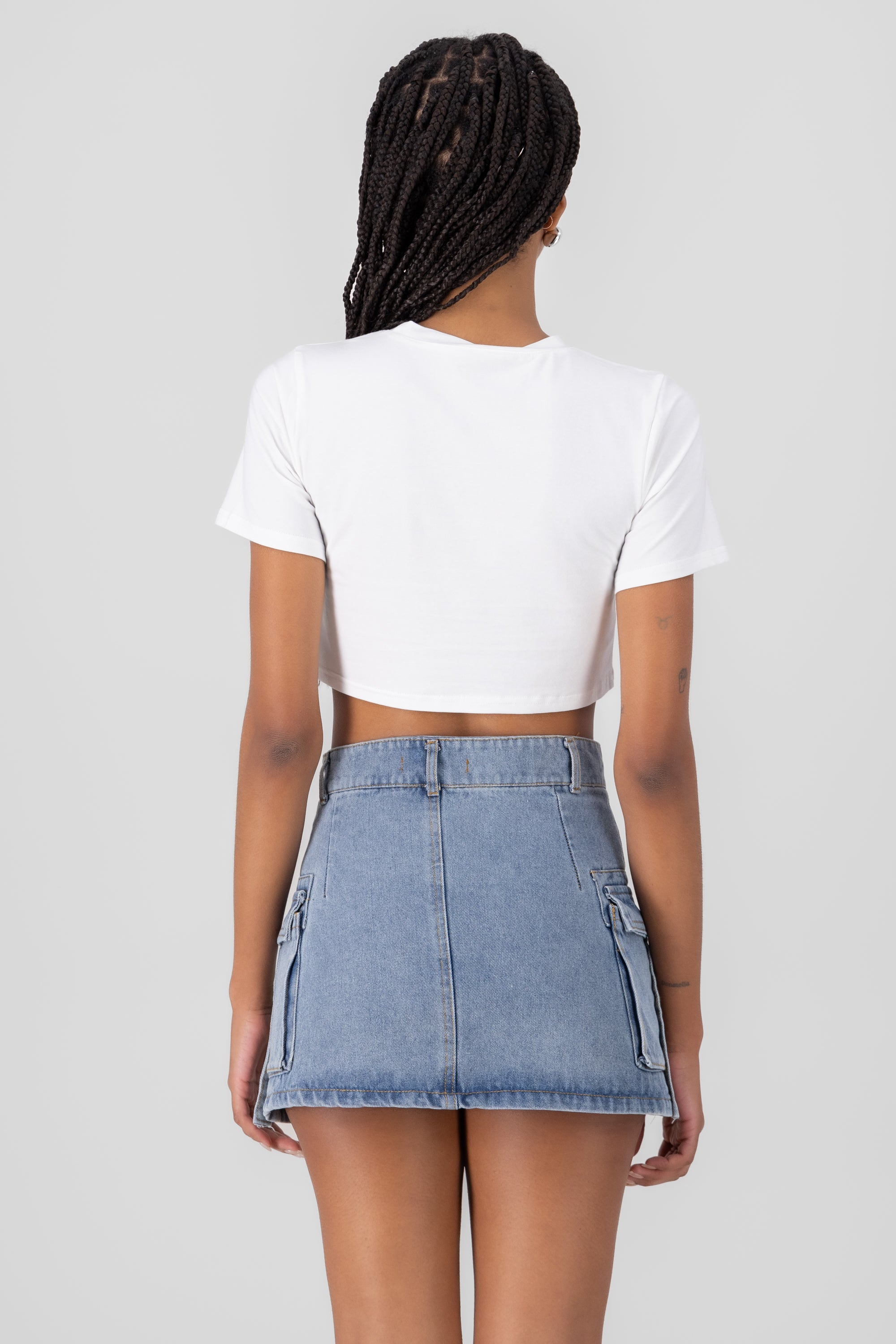 T-shirt cropped parche de NYC BLANCO COMBO