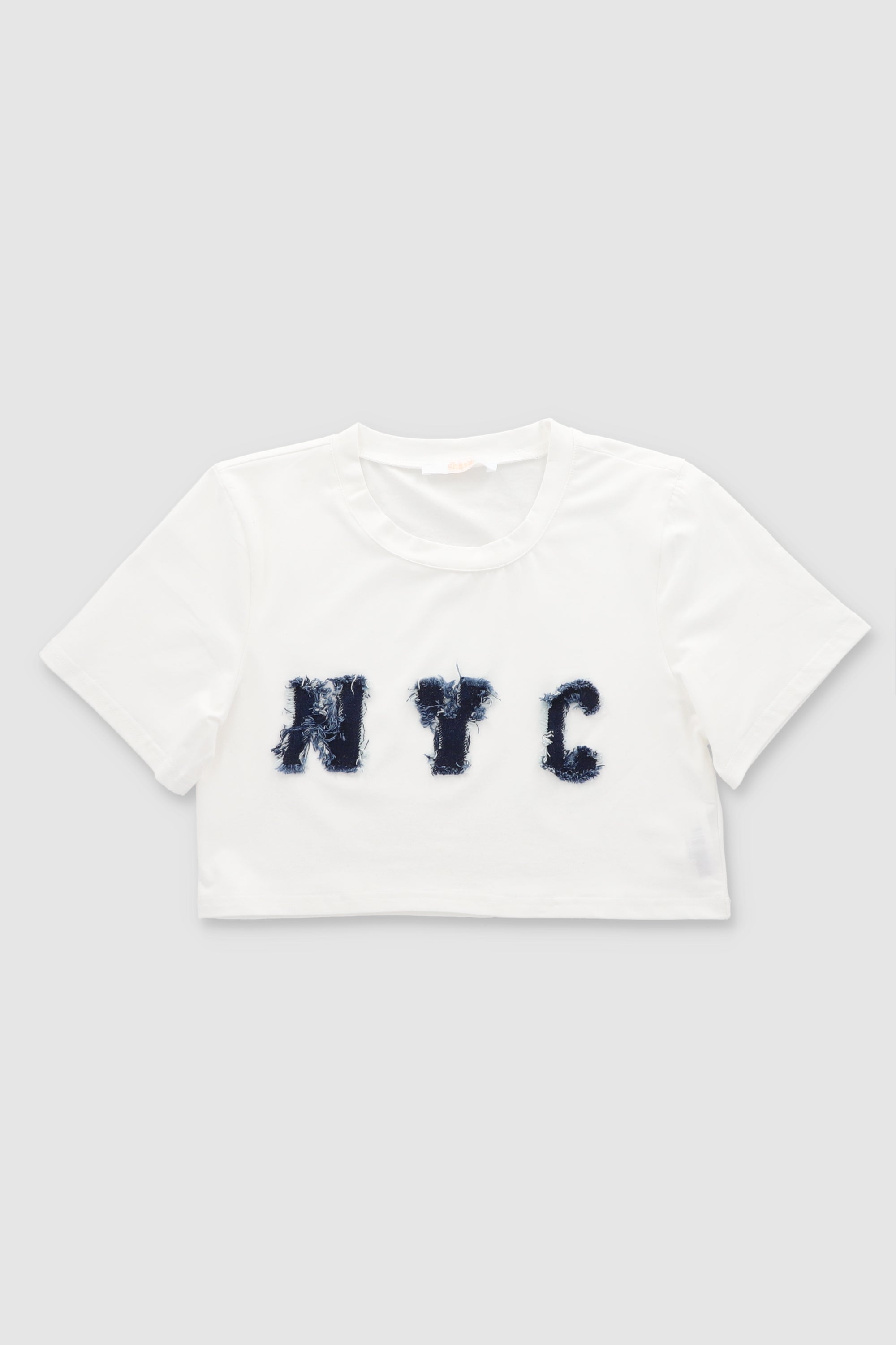 T-shirt cropped parche de NYC BLANCO COMBO