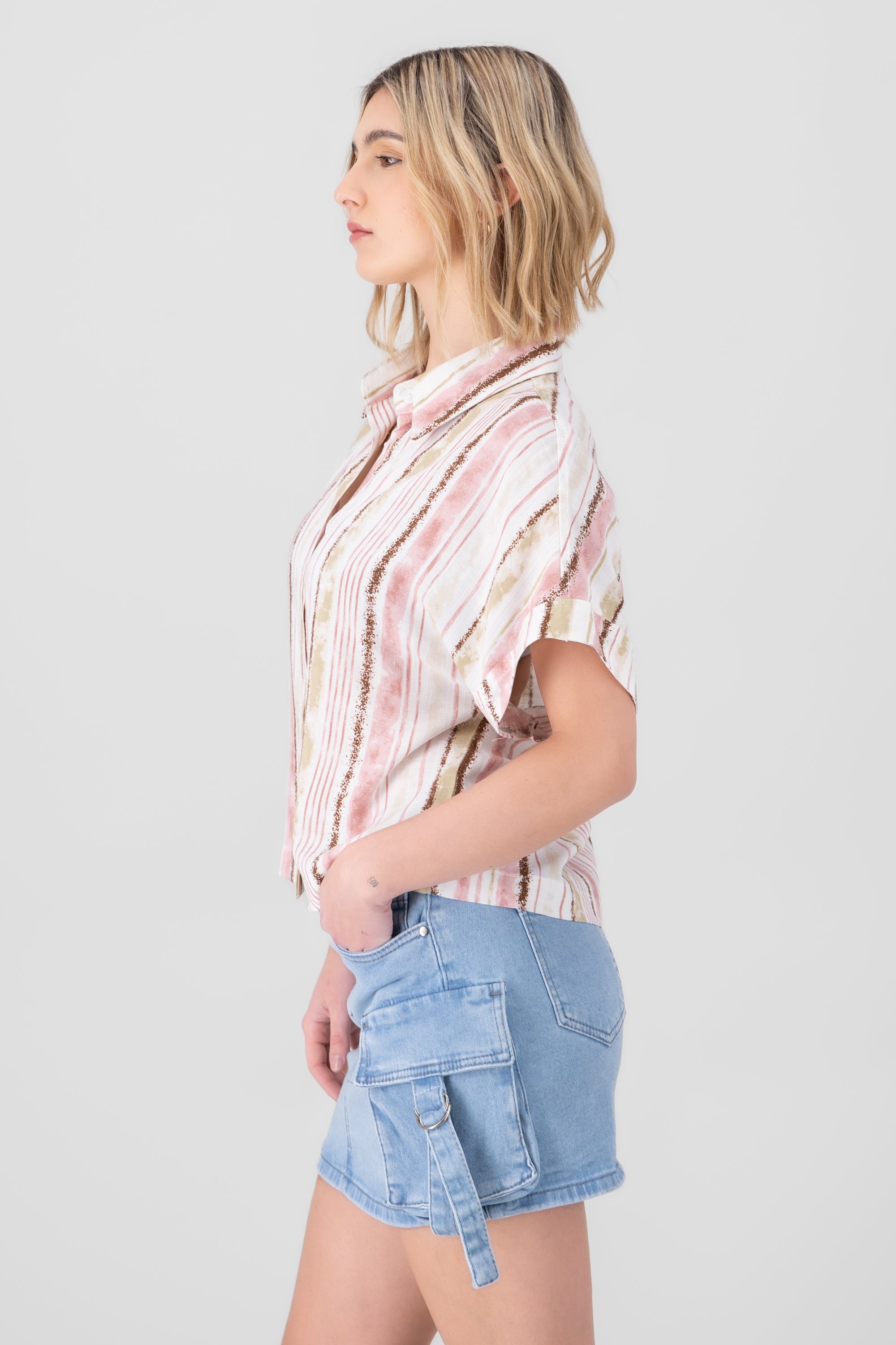 Camisa crop rayas ROSA COMBO