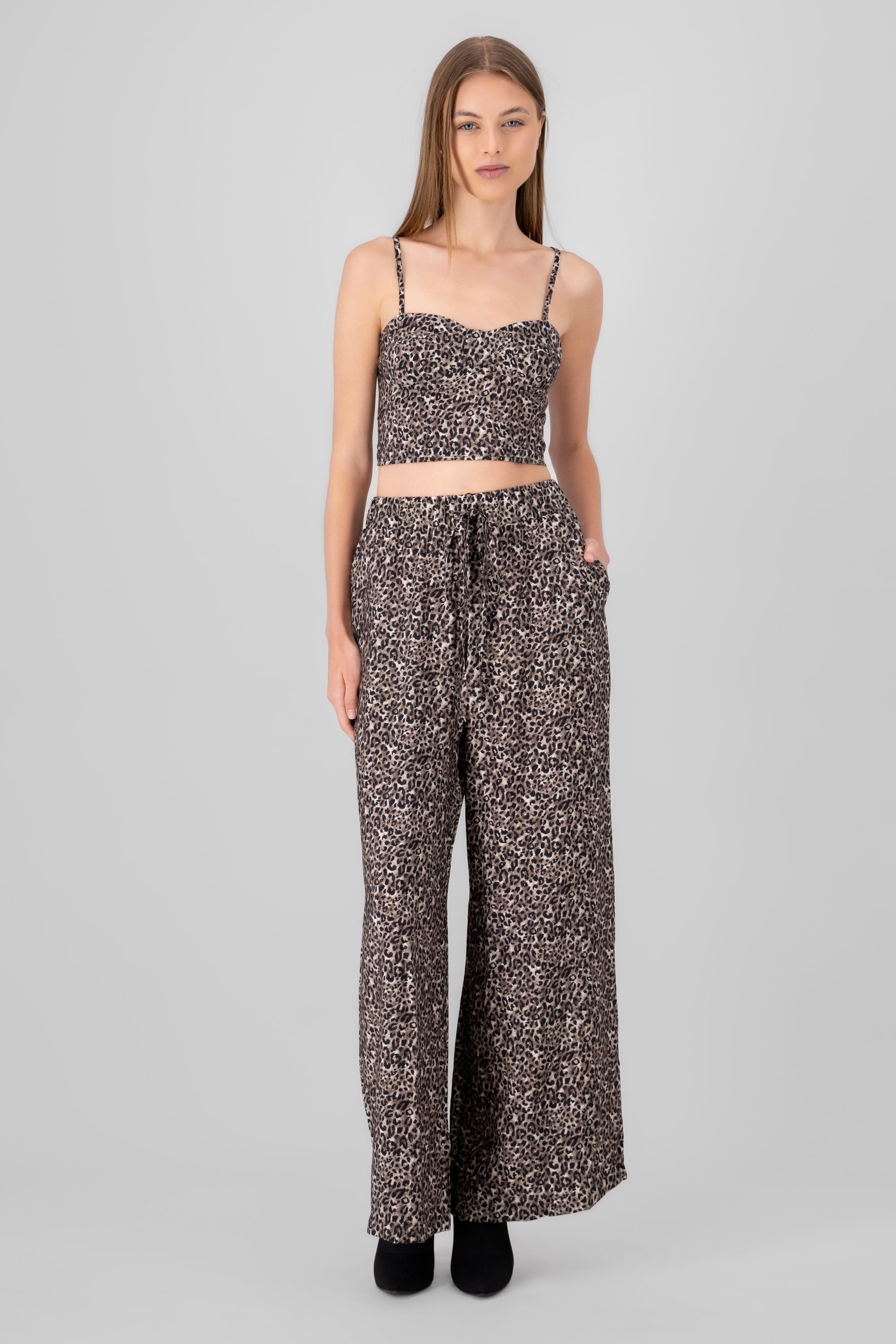 Pantalon amplio animal print CAFE COMBO