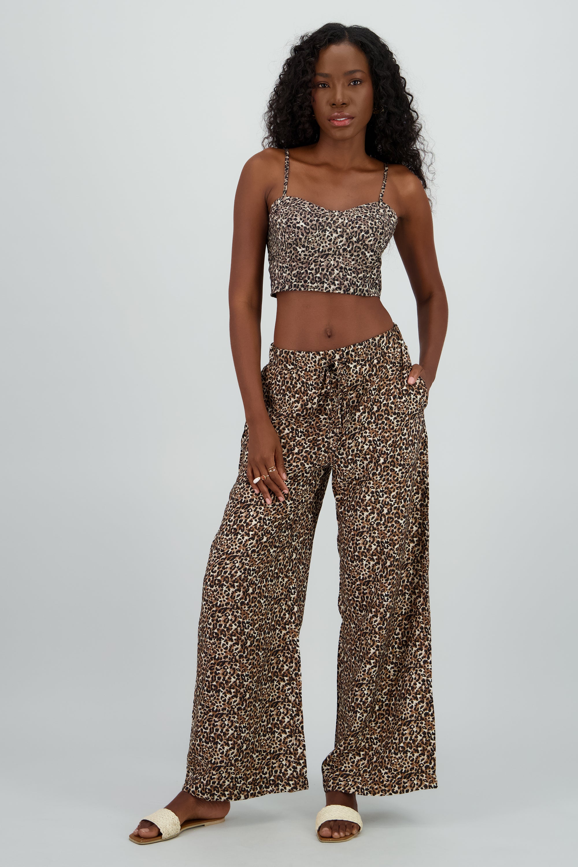 Pantalon amplio animal print CAFE COMBO