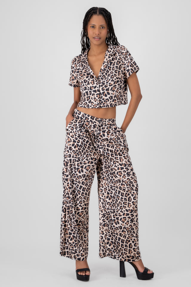 Pantalon amplio animal print