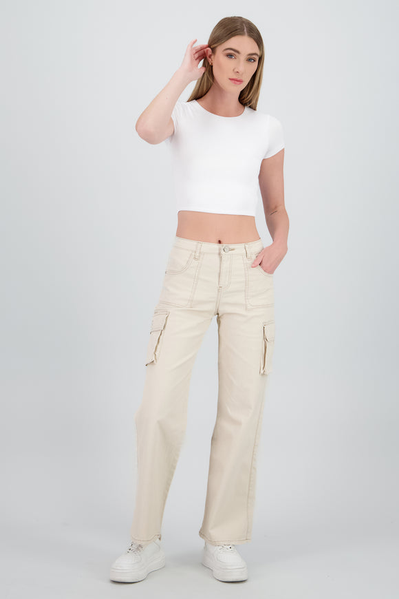 Jeans cargo wide leg lisos