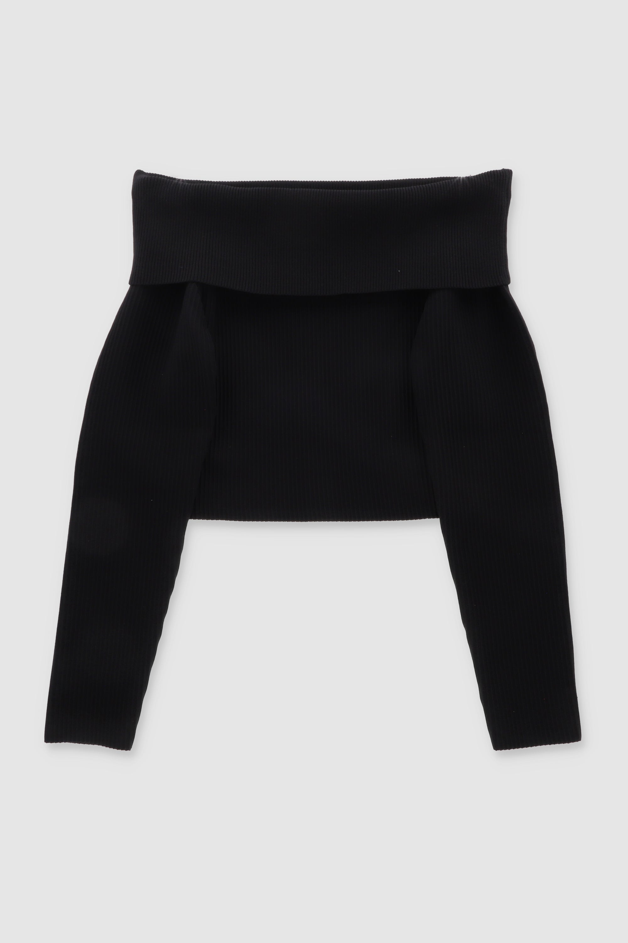 Sueter tejido off shoulder liso NEGRO