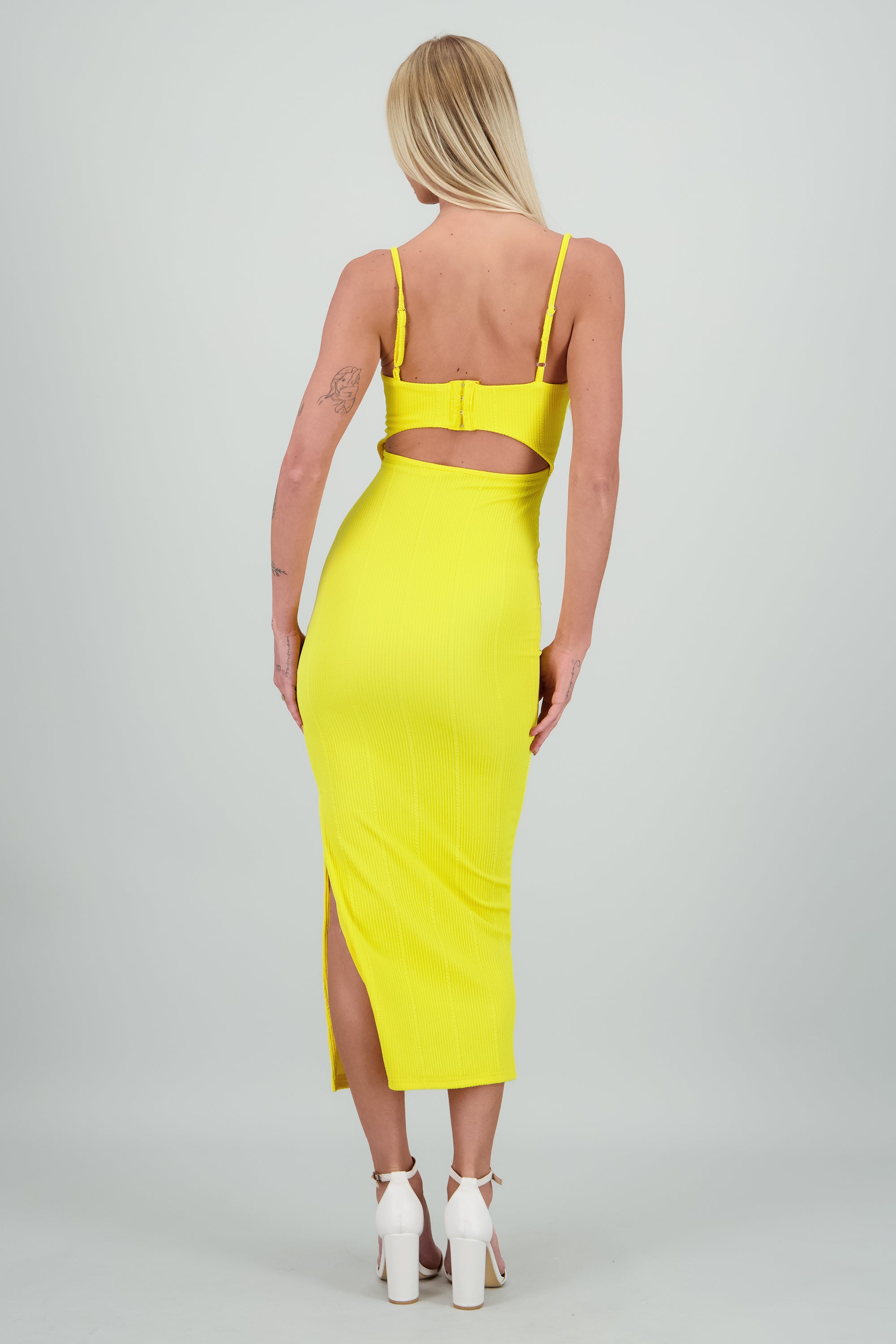Vestido maxi textura AMARILLO