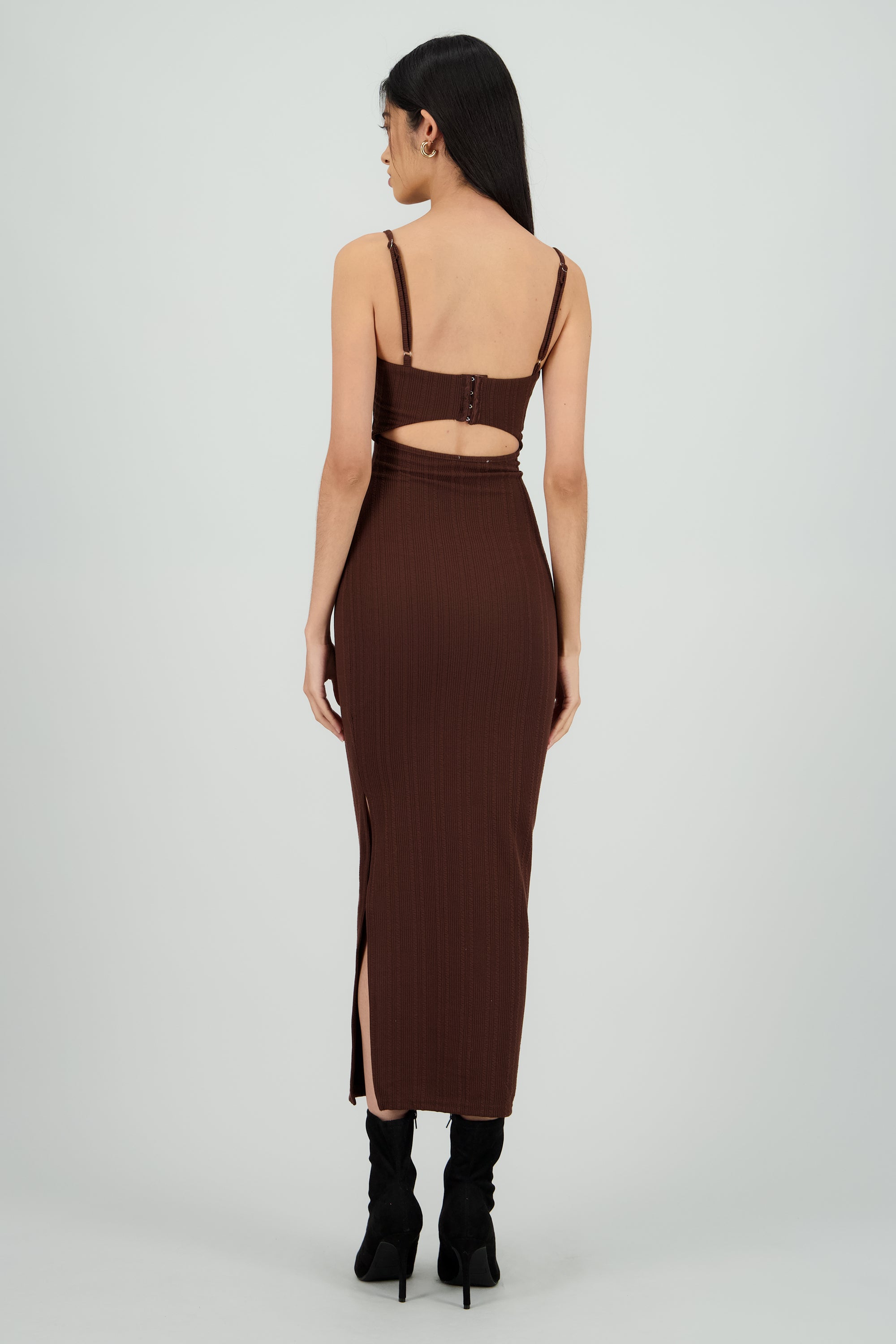 Vestido maxi textura CHOCOLATE