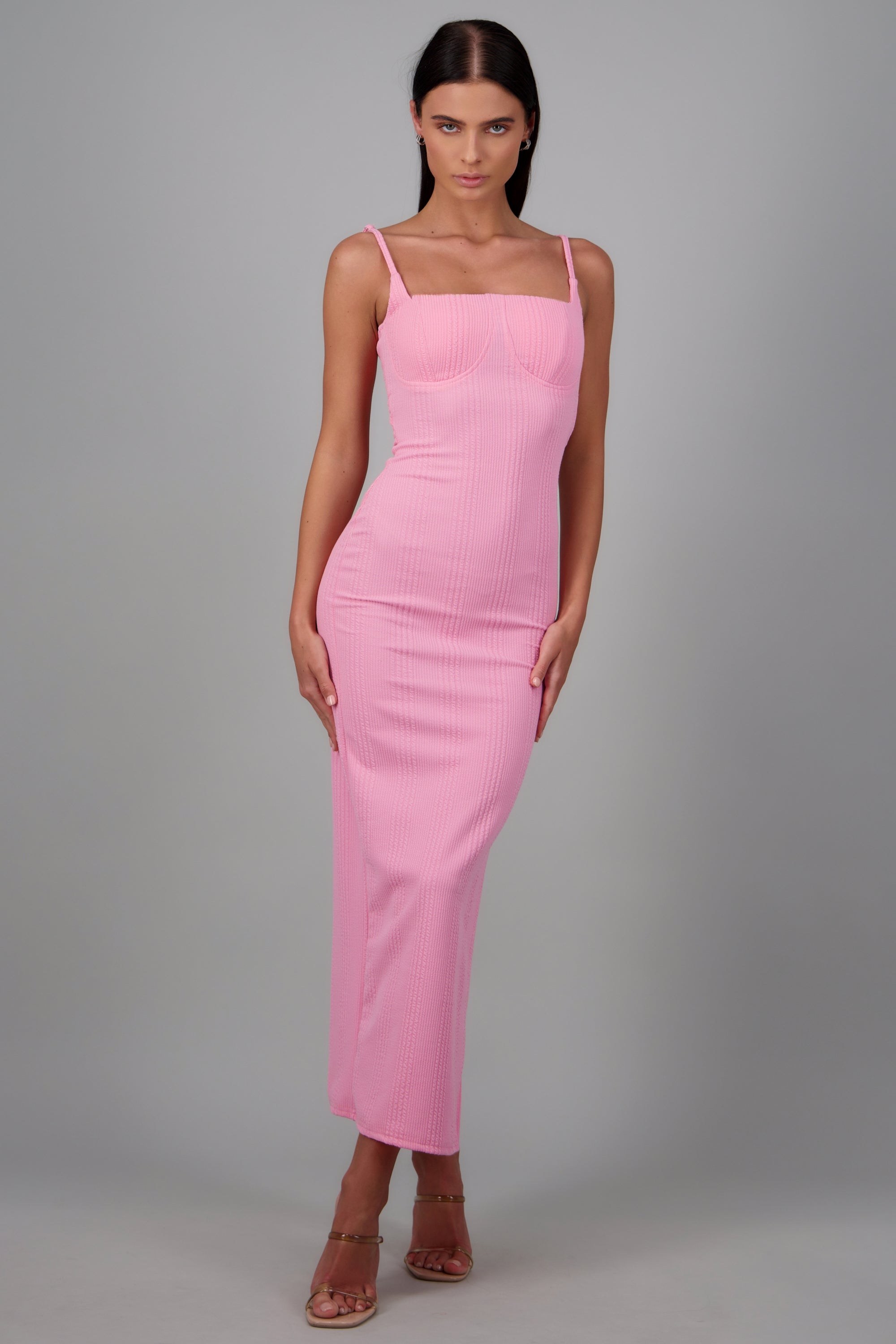 Vestido maxi textura CORAL