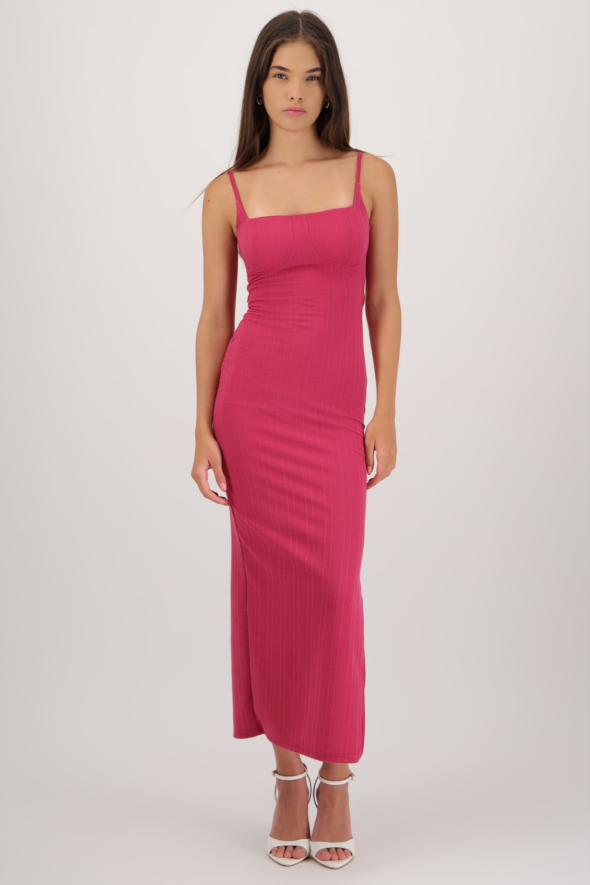 Vestido maxi copa textura BUGAMBILIA