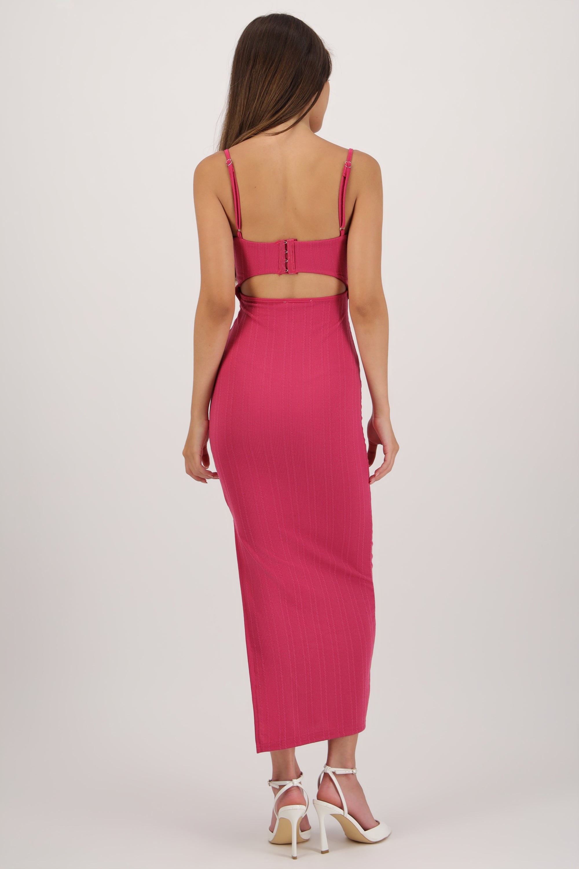 Vestido maxi copa textura BUGAMBILIA