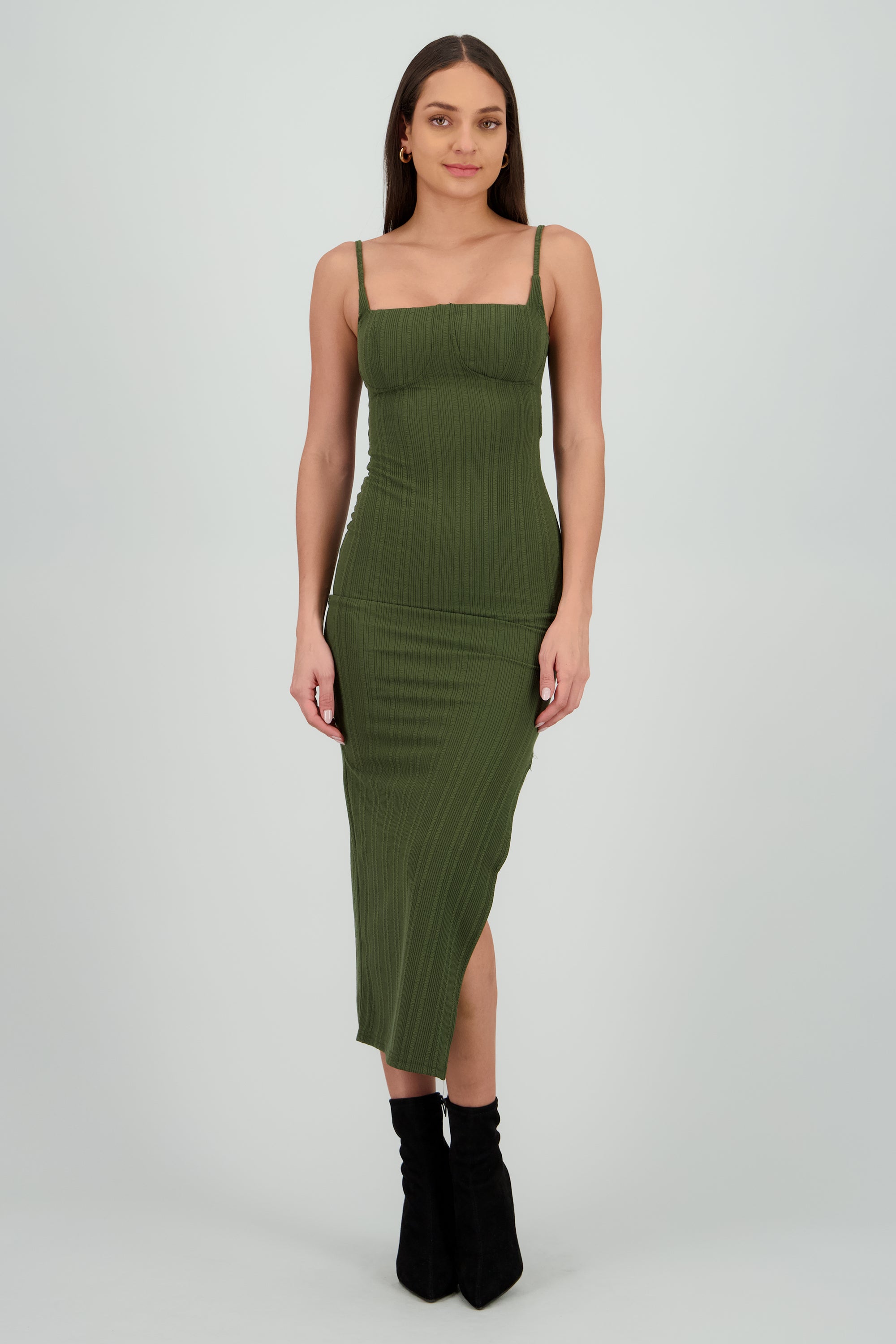 Vestido maxi textura OLIVO