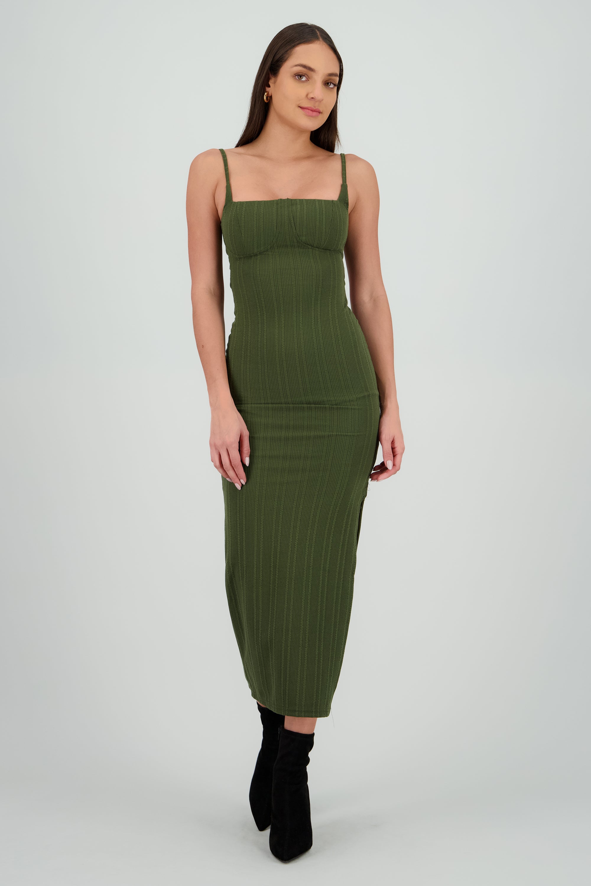 Vestido maxi textura OLIVO