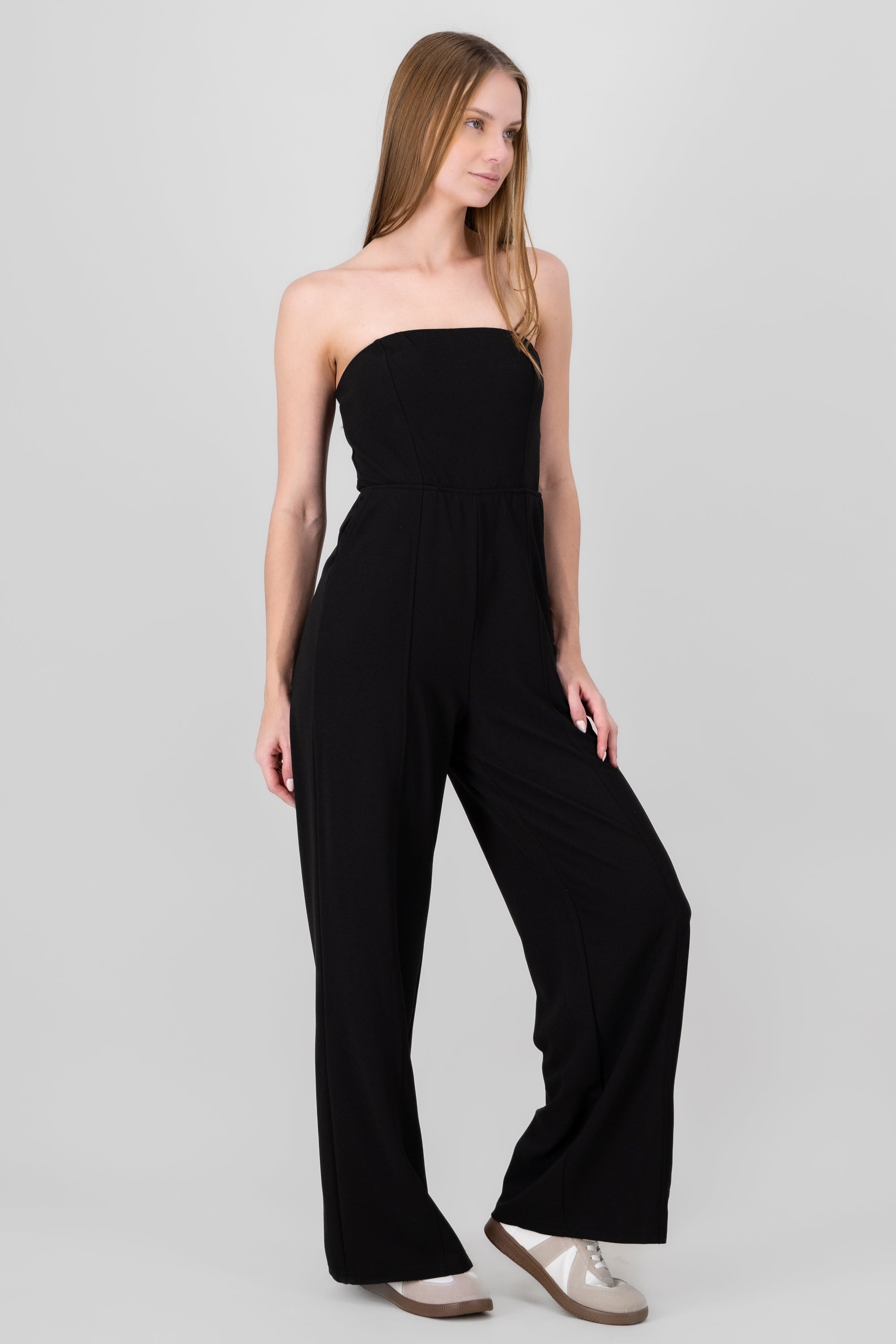 Jumpsuit liso strapless NEGRO