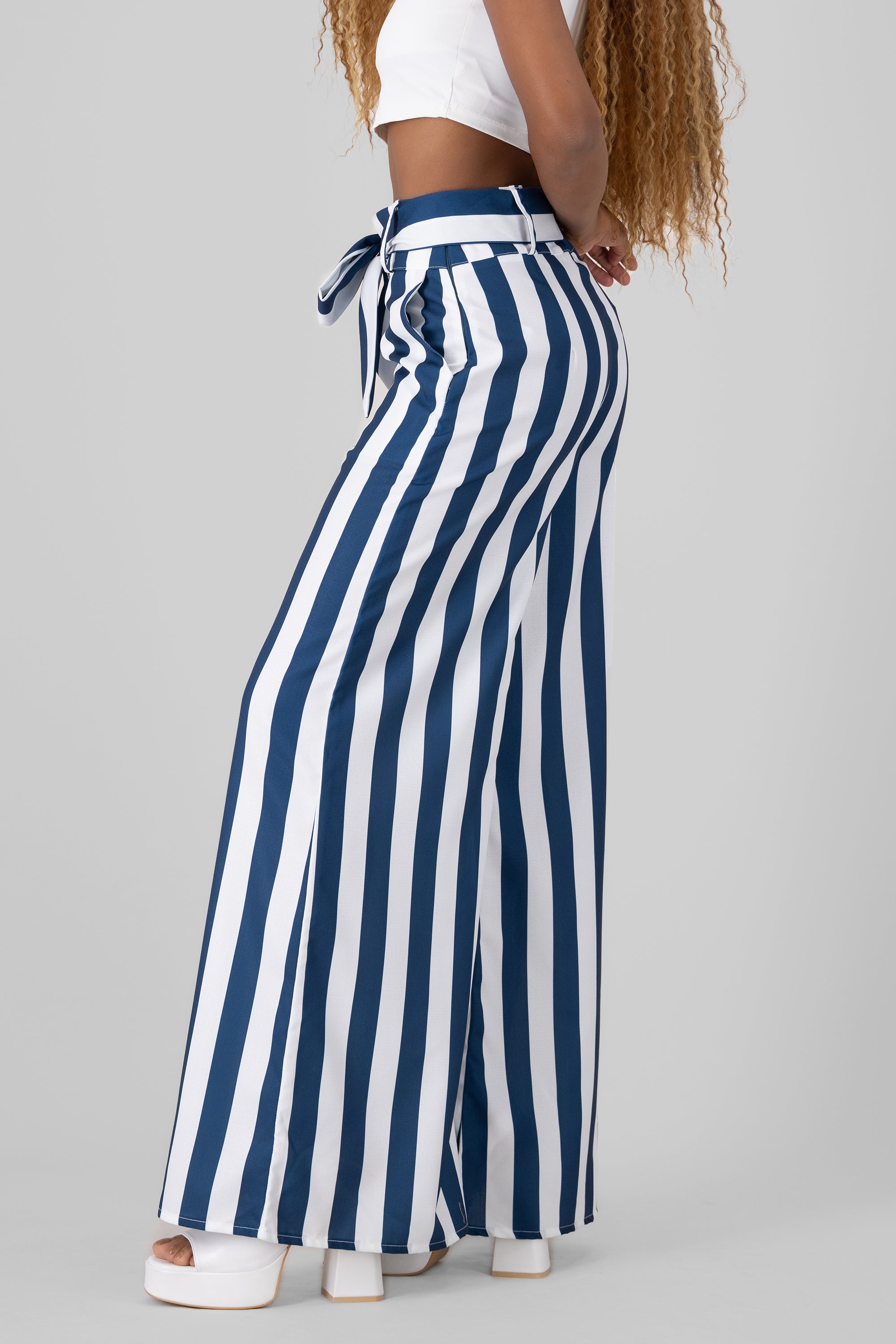 Palazos Rayados Palazos Con Rayas Pantalón Palazzo Pantalon Blanco