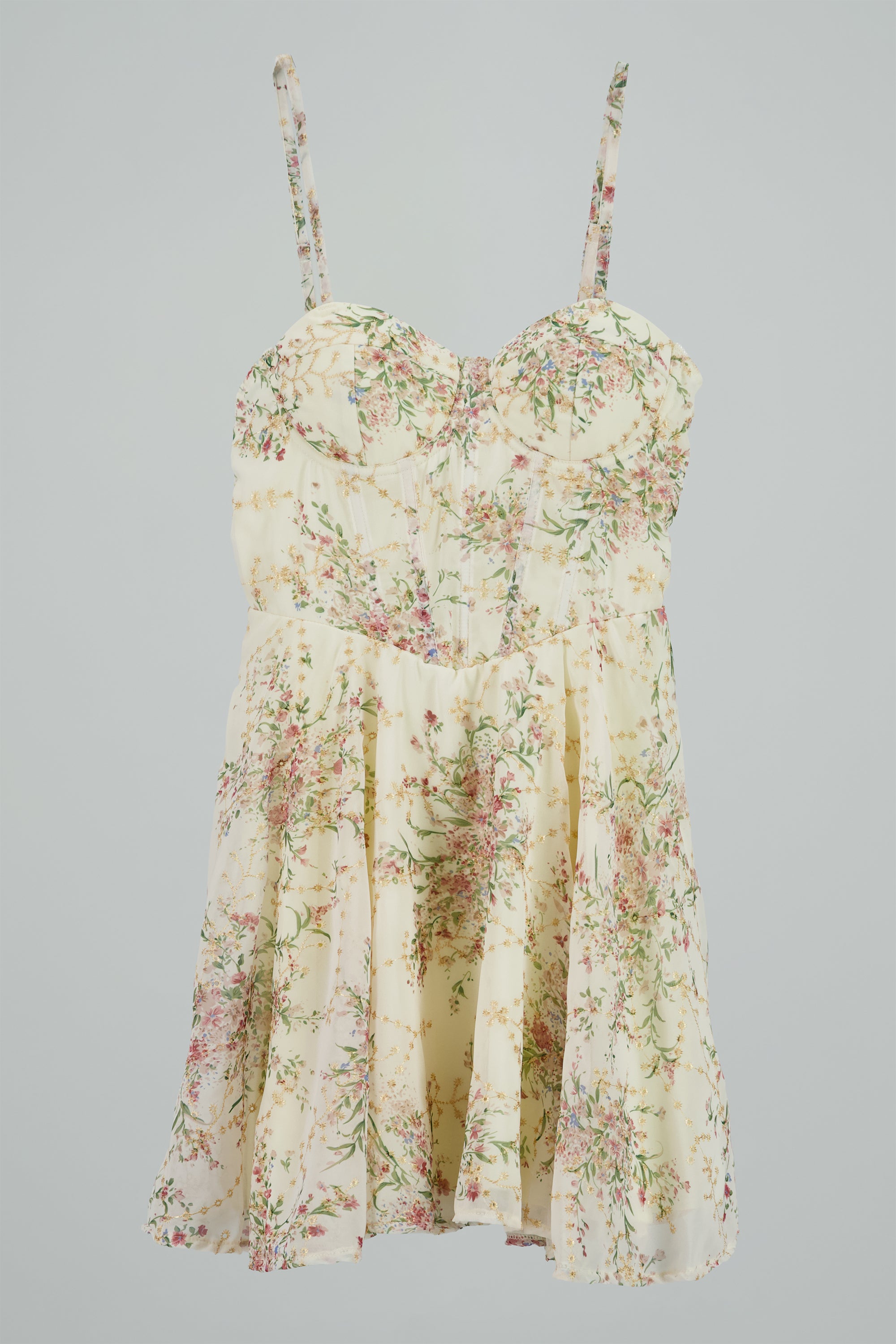 Vestido corset flores HUESO COMBO