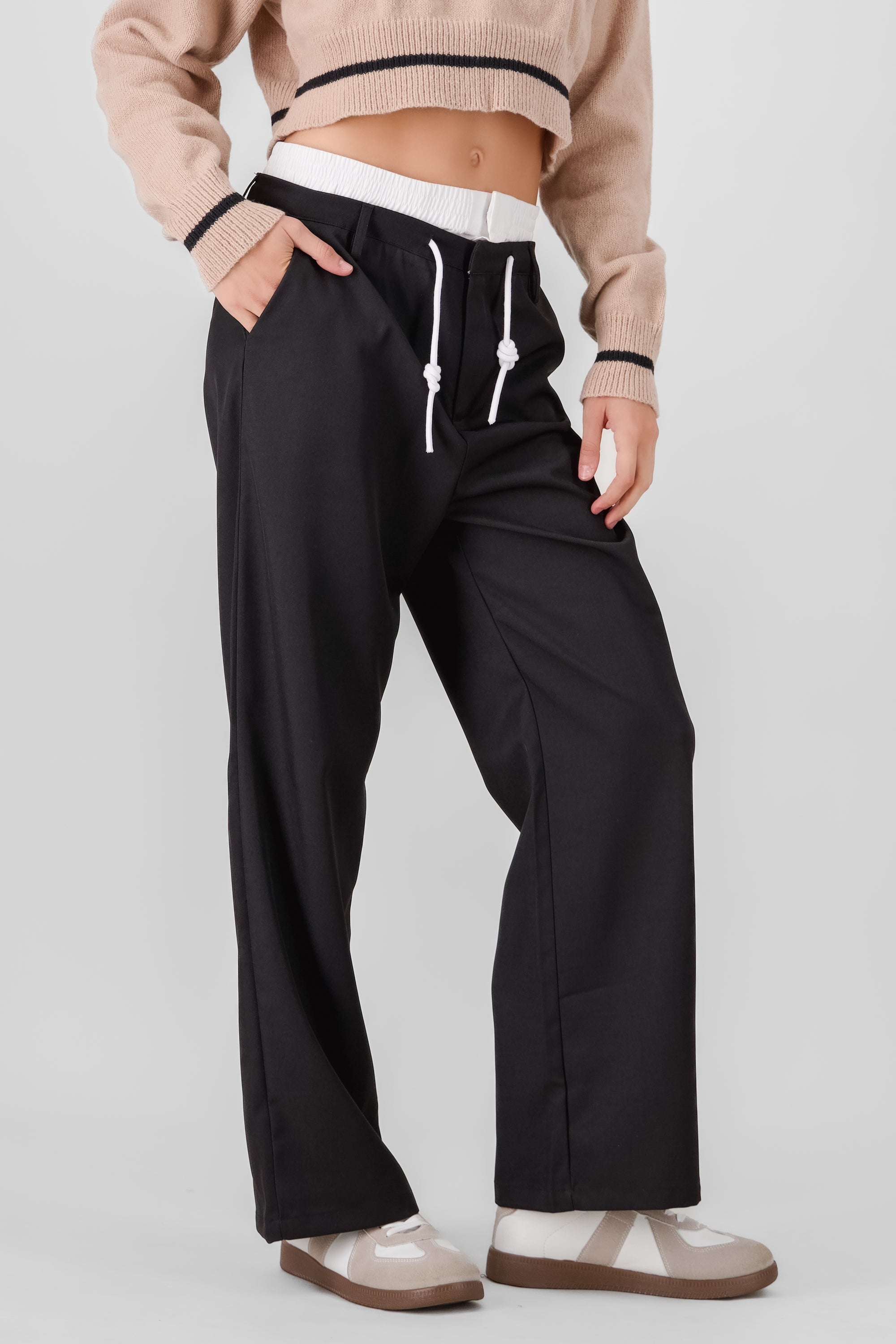 Pantalon doble pretina NEGRO