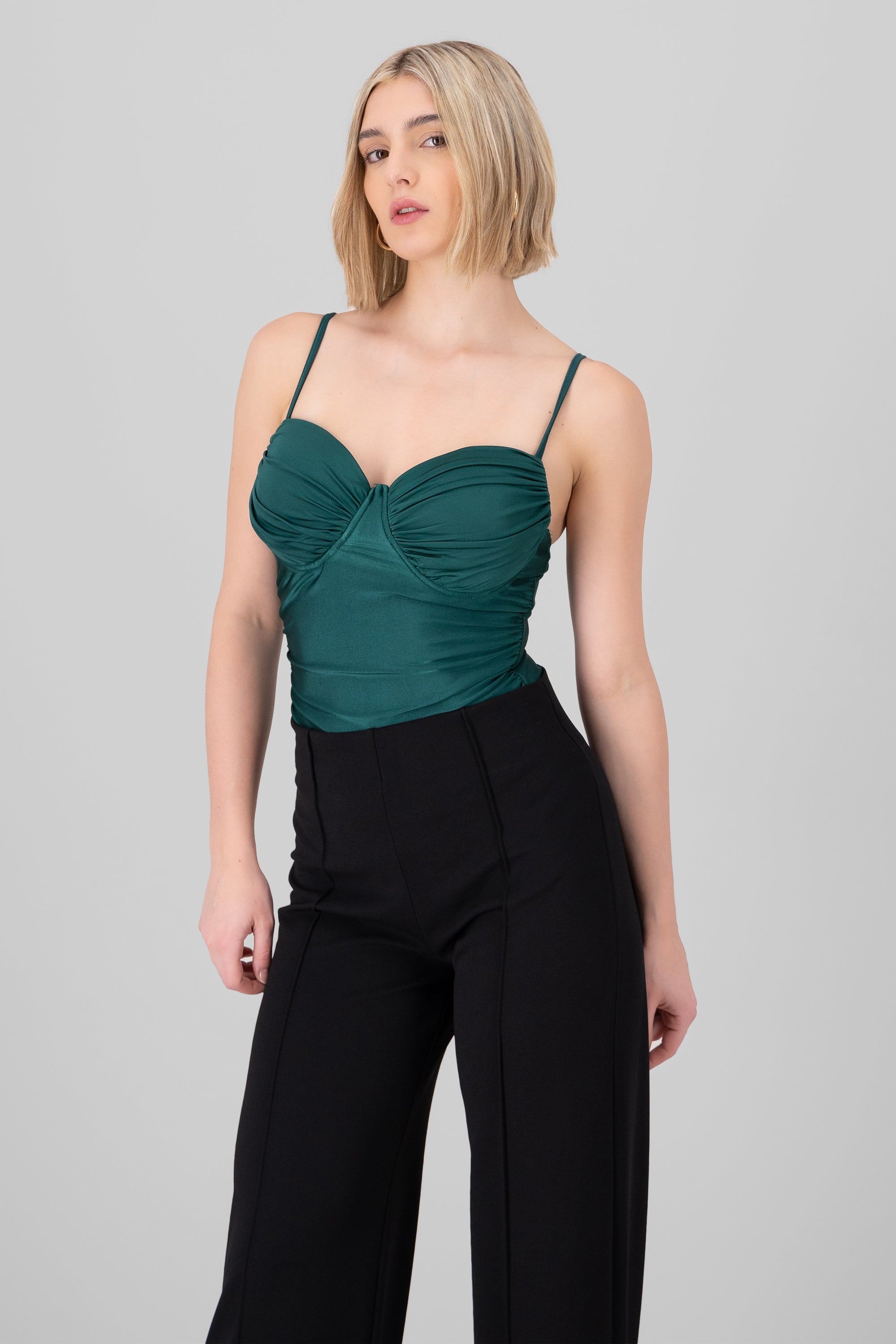 Bodysuit satin con copas VERDE CAZADOR