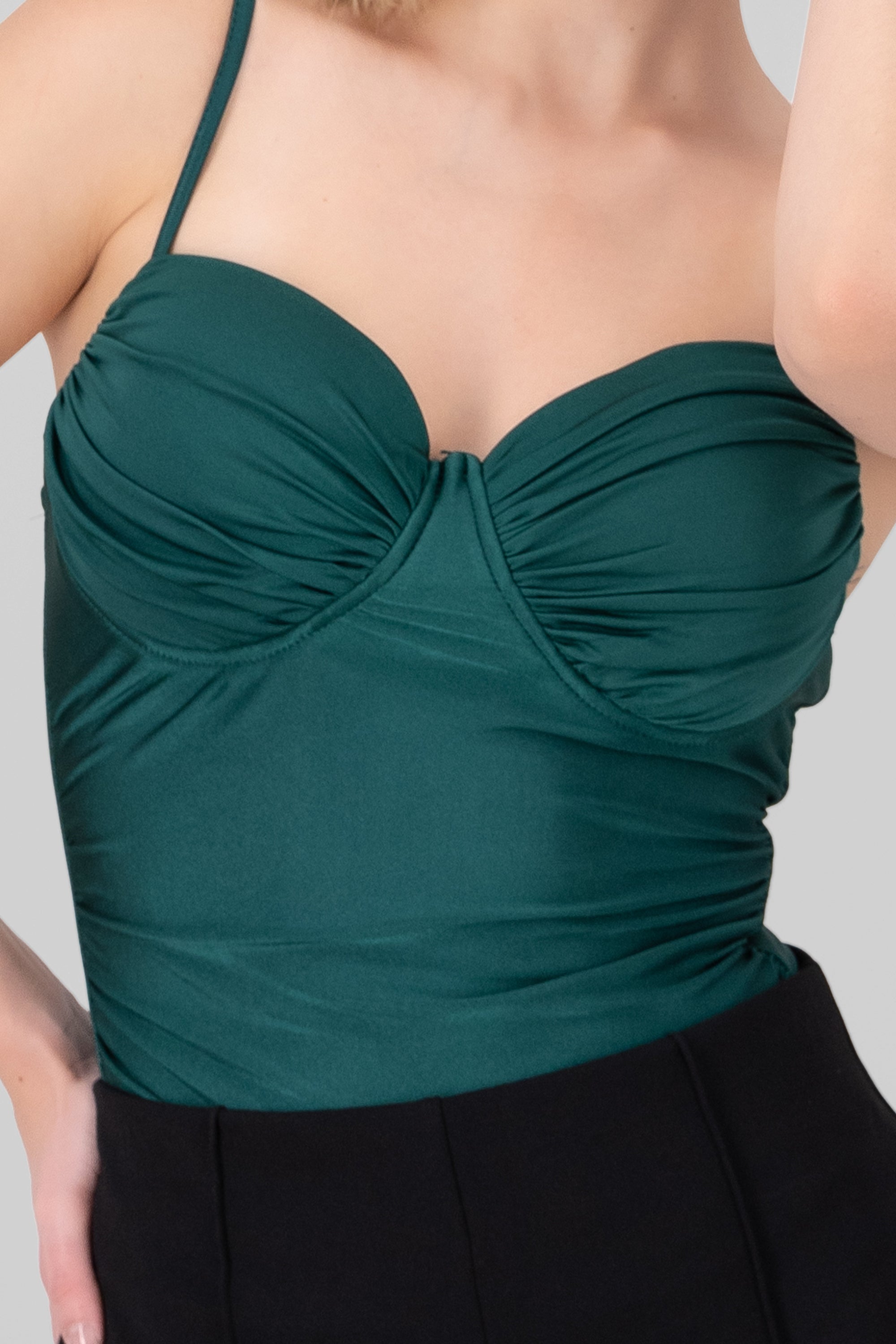 Bodysuit satin con copas VERDE CAZADOR