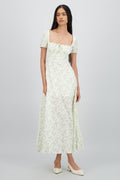 Vestido maxi con flores textura