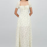 Vestido maxi con flores textura