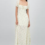 Vestido maxi con flores textura