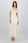 Vestido maxi con flores textura