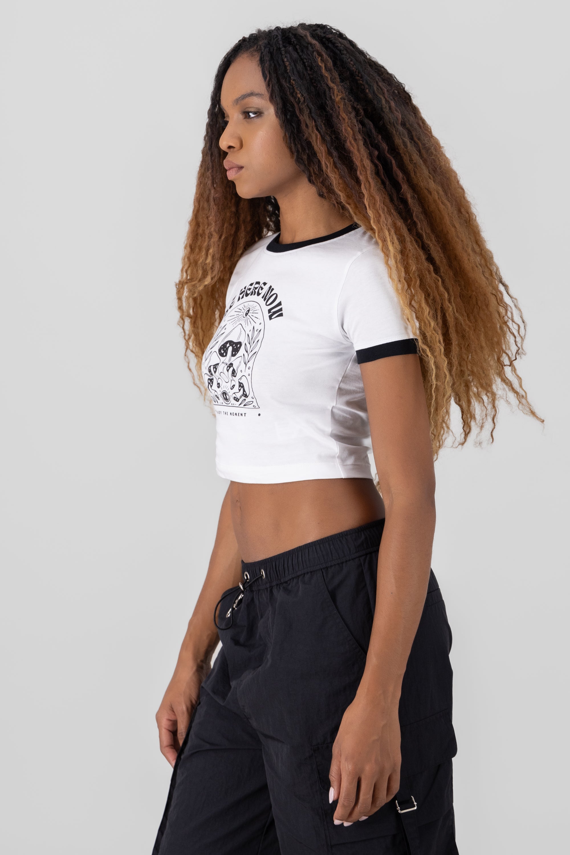 Crop top Be Here Now 100%algodon BLANCO