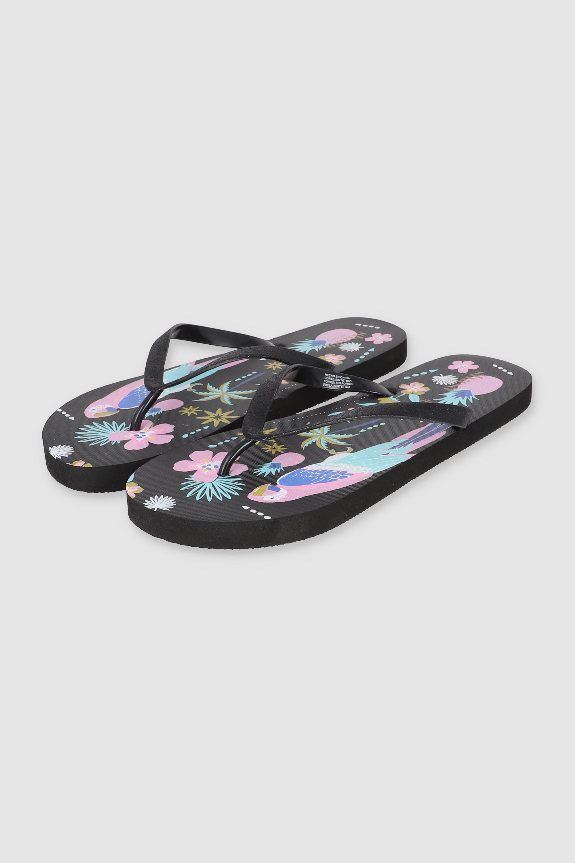 FLIP FLOP TUCAN FLORES NEGRO